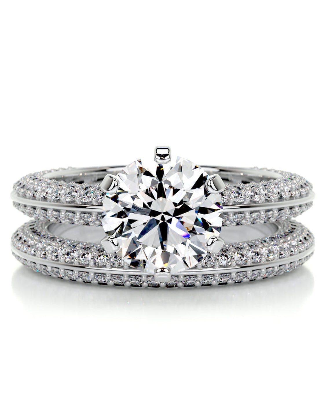 2.0 CT Round Solitaire & Pave F-VS Loose Diamond Bridal Set - Camila Brown