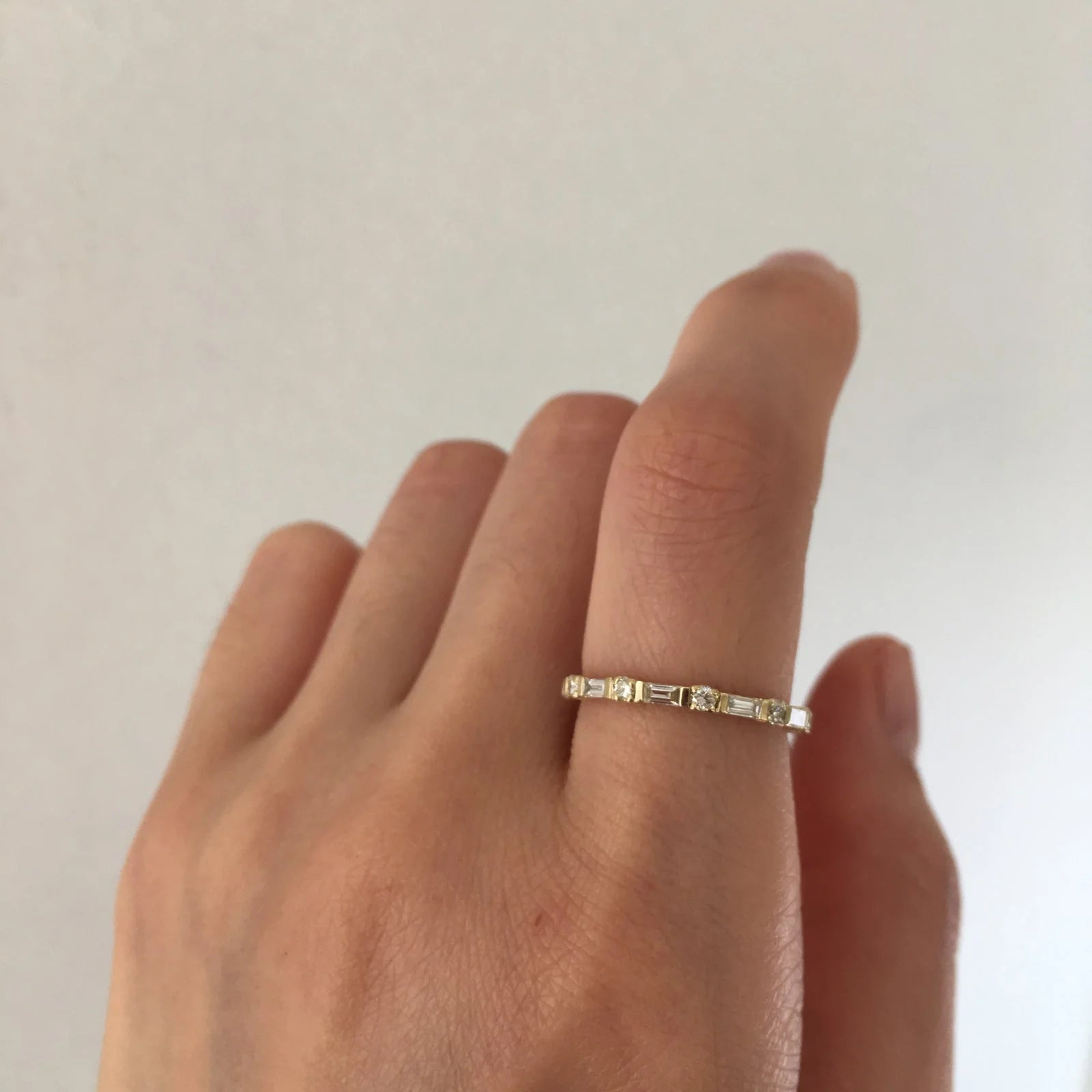 1.20 TCW Baguette And Round  CVD Diamond Eternity Wedding Band