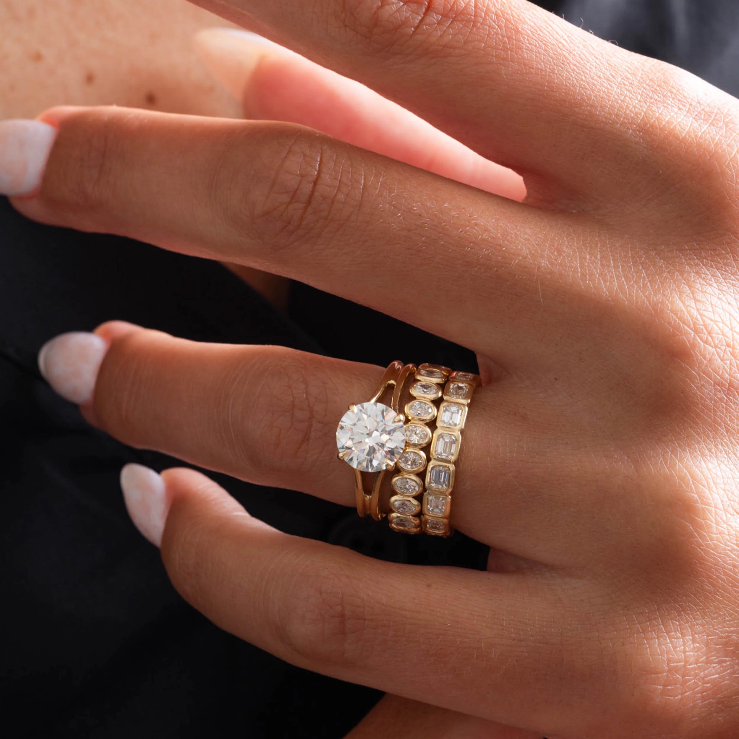 1.0 -3.0 CT Round CVD Diamond Split Shank Engagement Ring