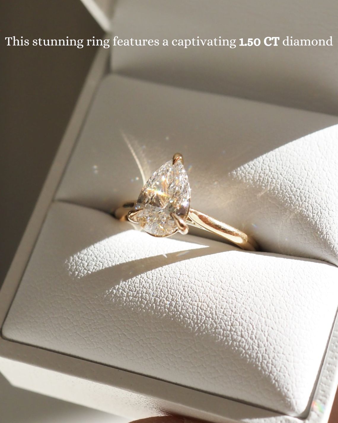 1.5 CT Pear G/VS1 CVD Diamond Solitaire Engagement Ring - Camila Brown