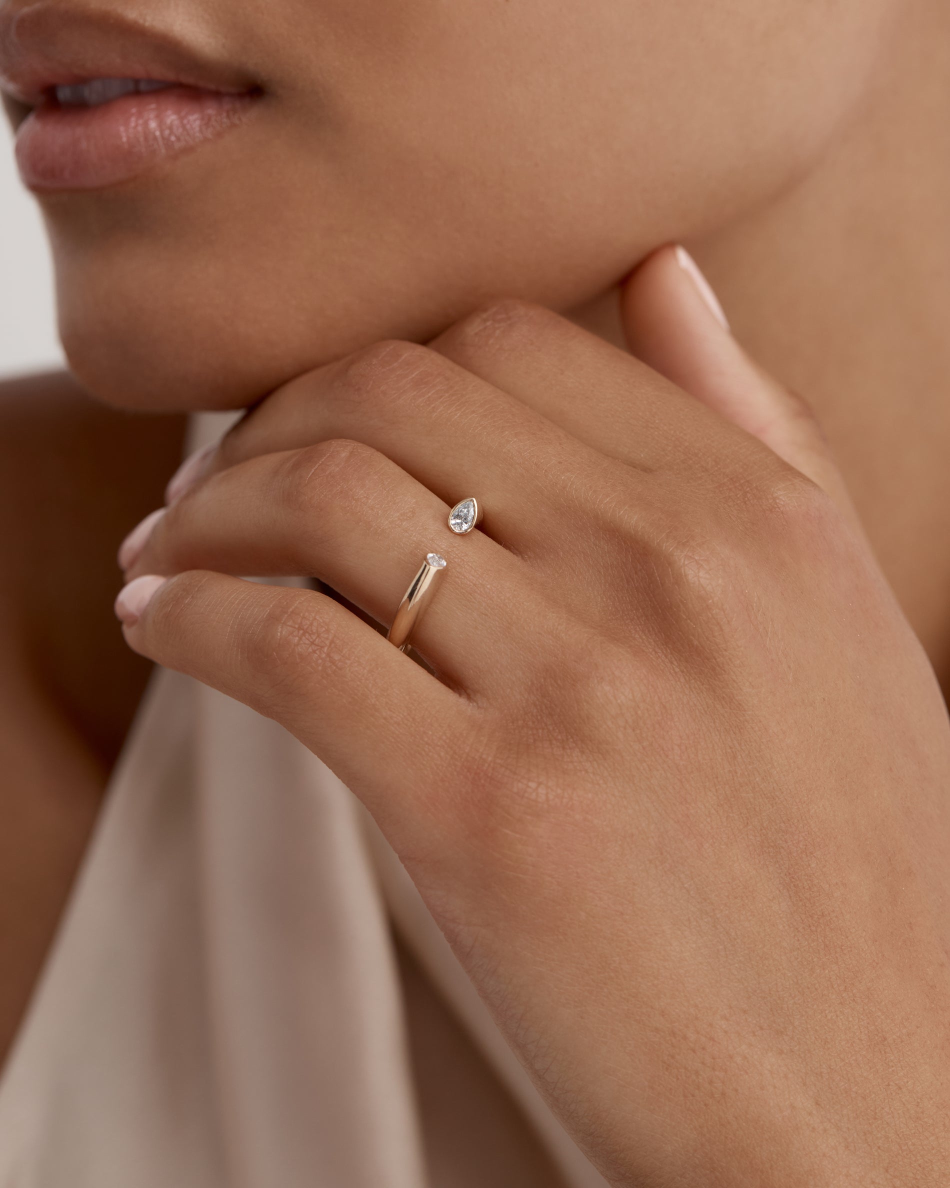 0.20 TCW Pear EF- VVS Diamond Open Wedding Band