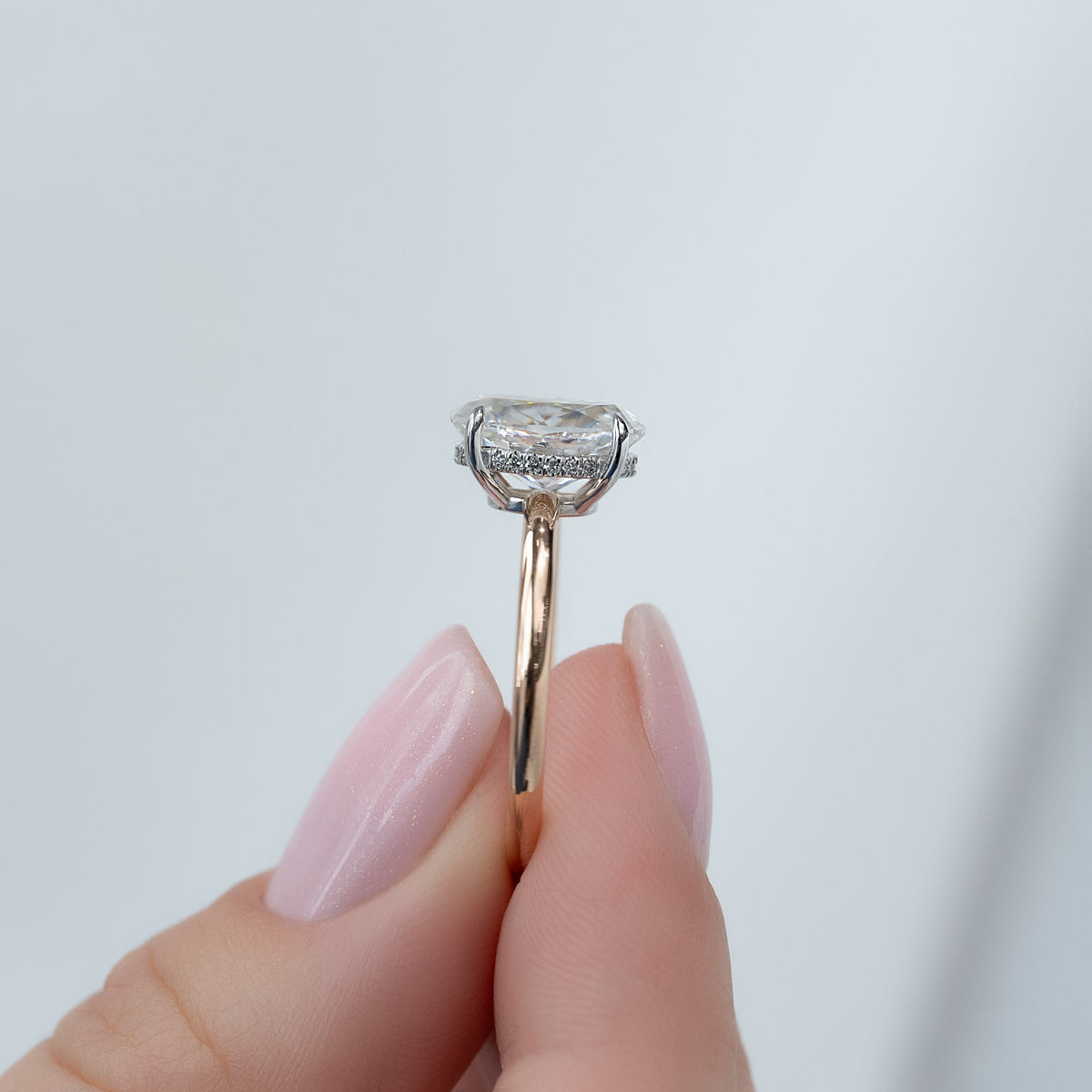 2.0  - 4.0 CT Oval  Cut Lab Grown Diamond Hidden Halo Engagement Ring