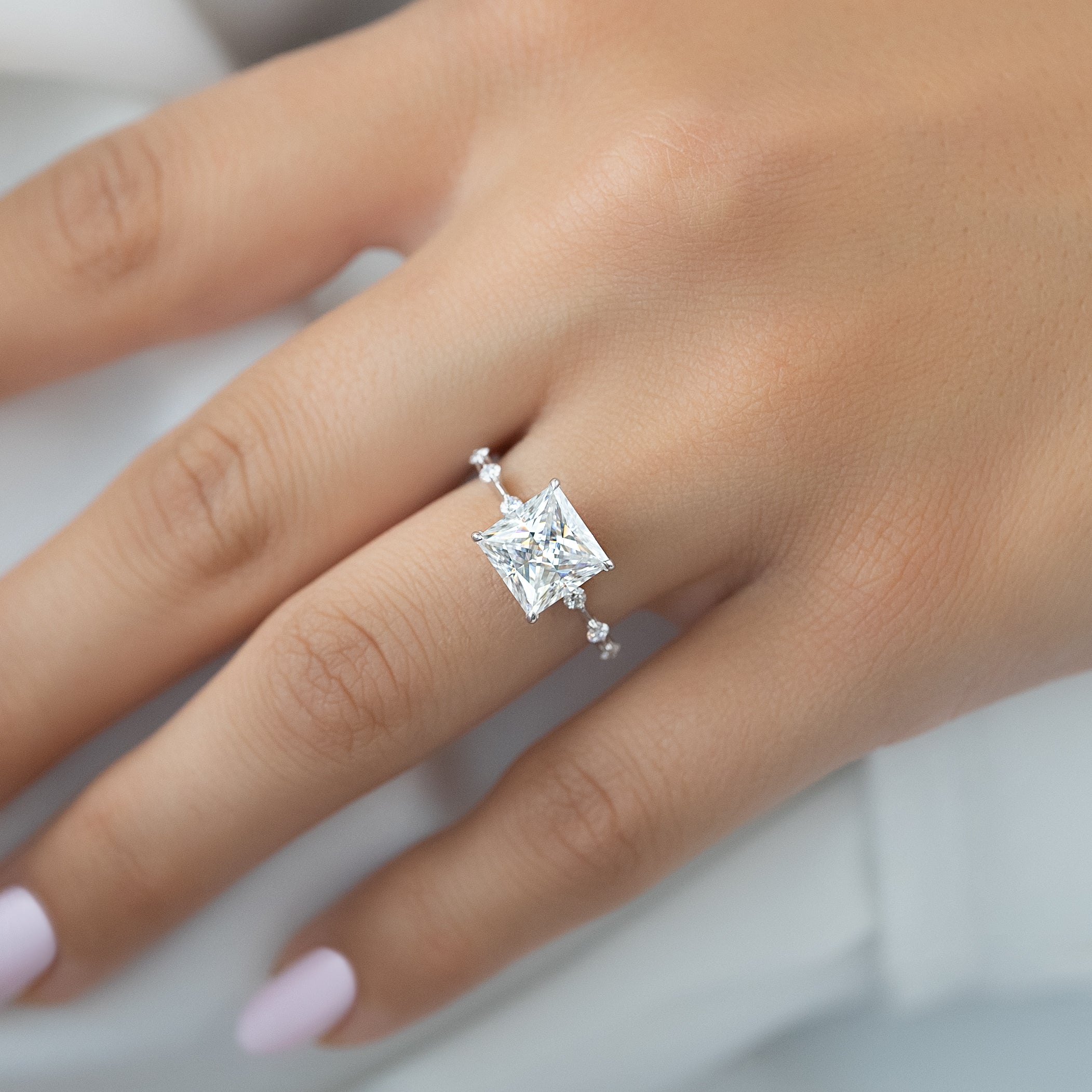 1.0 -3.0 Shape Princess Dainty Engagement Ring