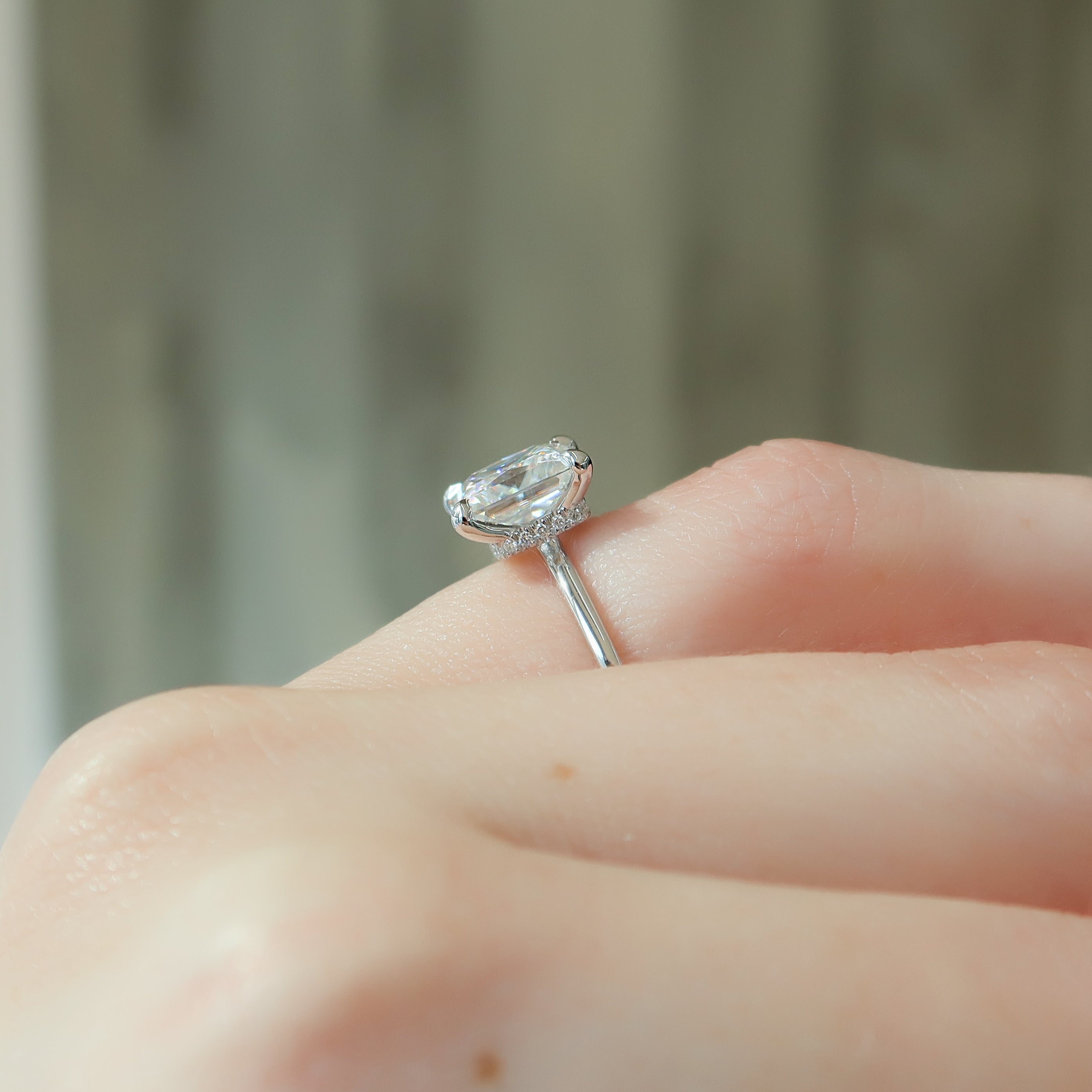 1.0 -3.0 Cut Princess Hidden Halo Engagement Ring