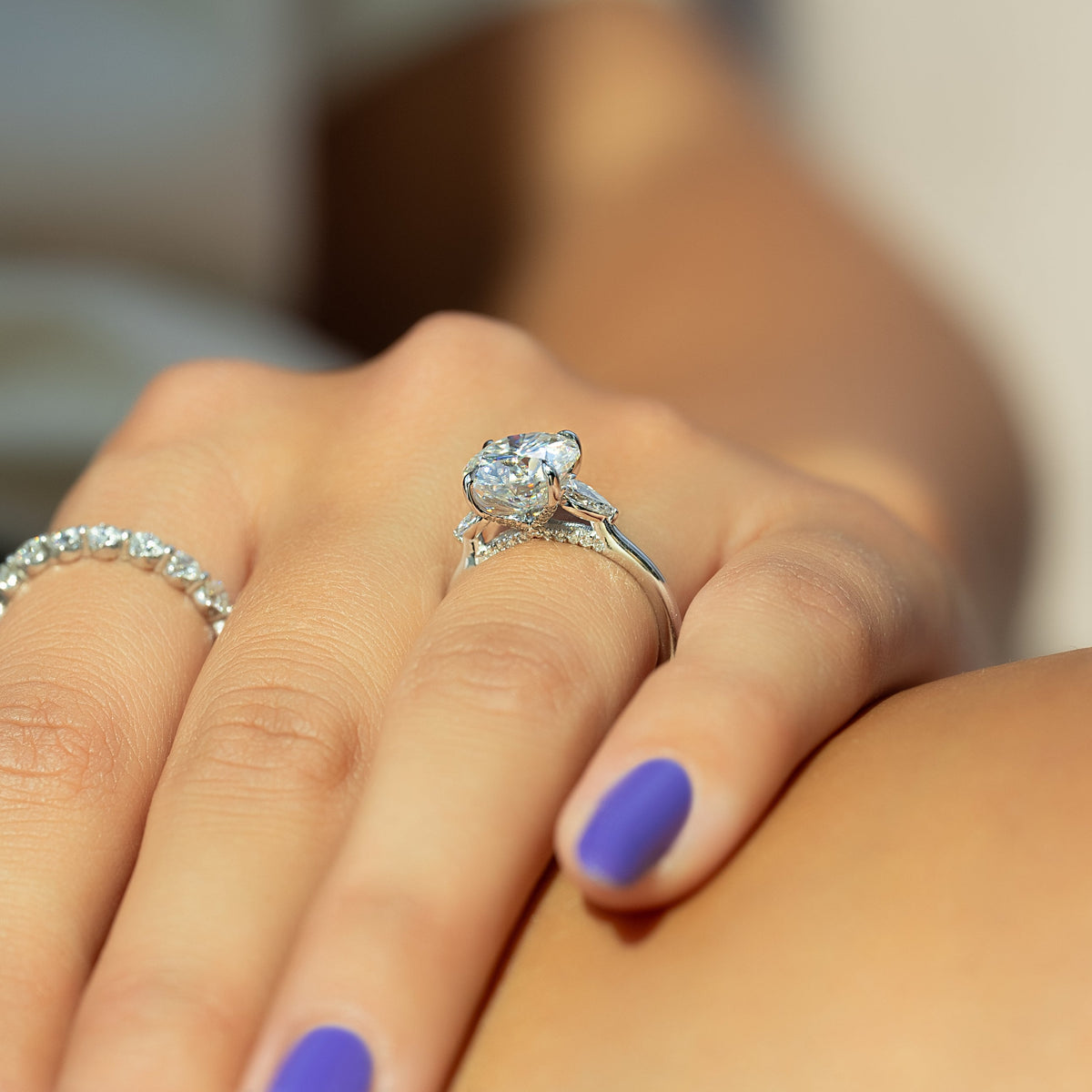 2.0 - 3.0 CT Round Cut Lab Grown Diamond Three Stone Style Engagement Ring