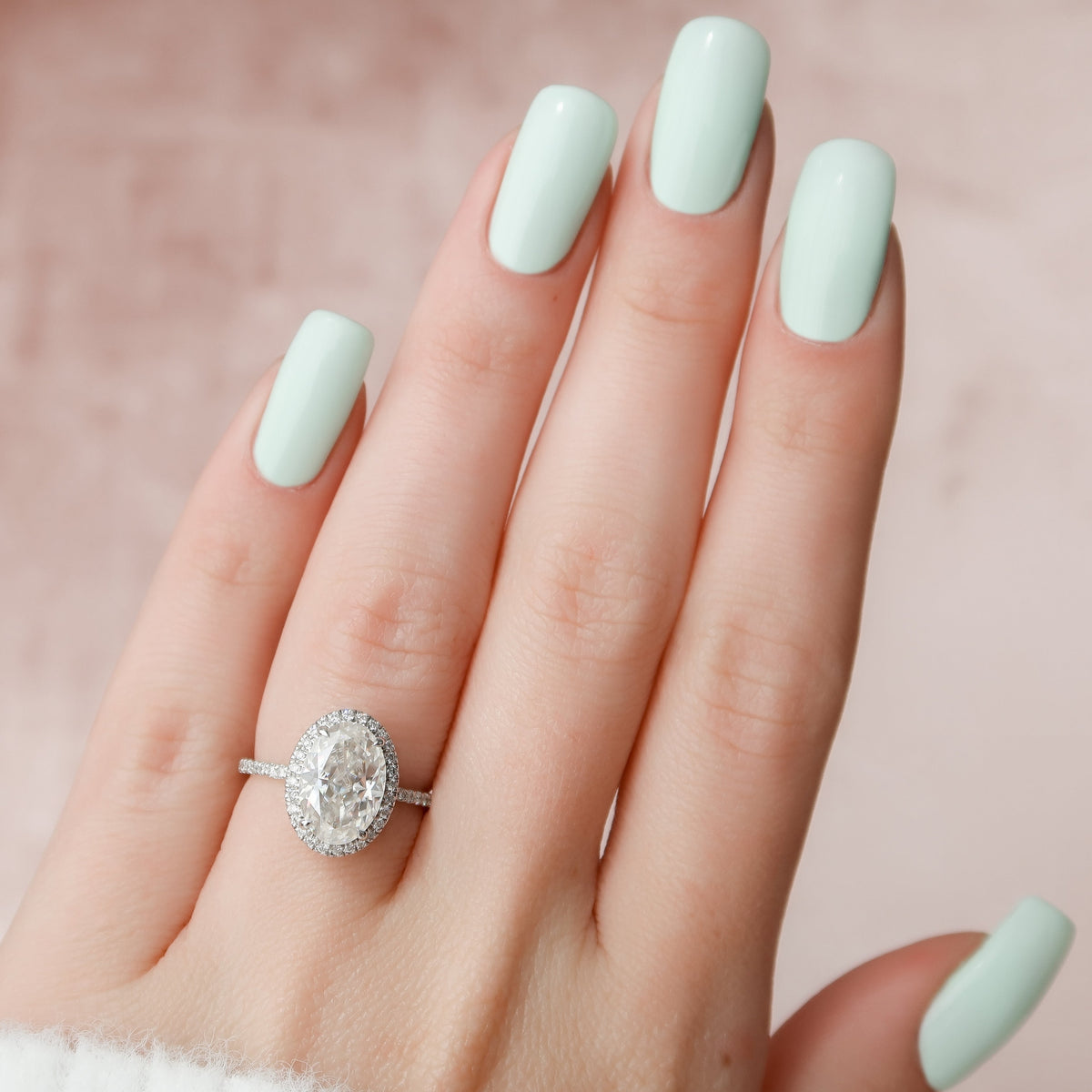 2.0 - 4.0 CT Oval Cut Lab Grown Diamond Halo & Pave Engagement Ring