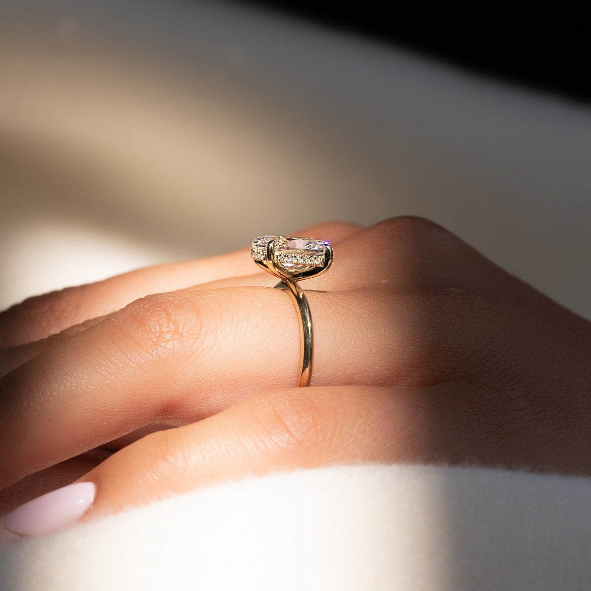1.50 - 3.50 CT Oval  Cut Lab Grown Diamond Hidden Halo Engagement Ring