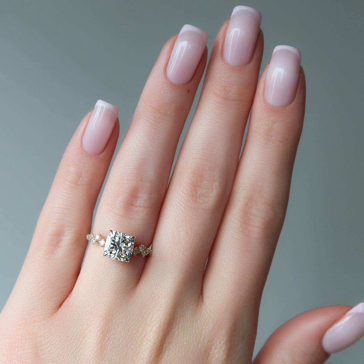 1.50 - 3.50 CT Cushion Cut  Lab Grown Diamond Cluster Engagement Ring
