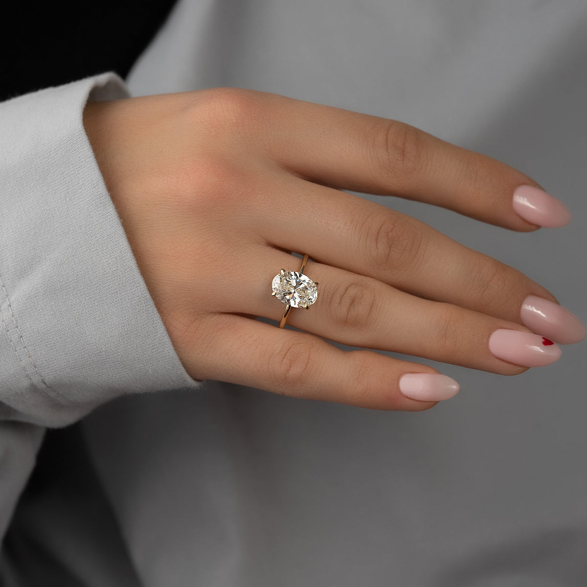 2.0  - 4.0 CT Oval  Cut Lab Grown Diamond Hidden Halo Engagement Ring
