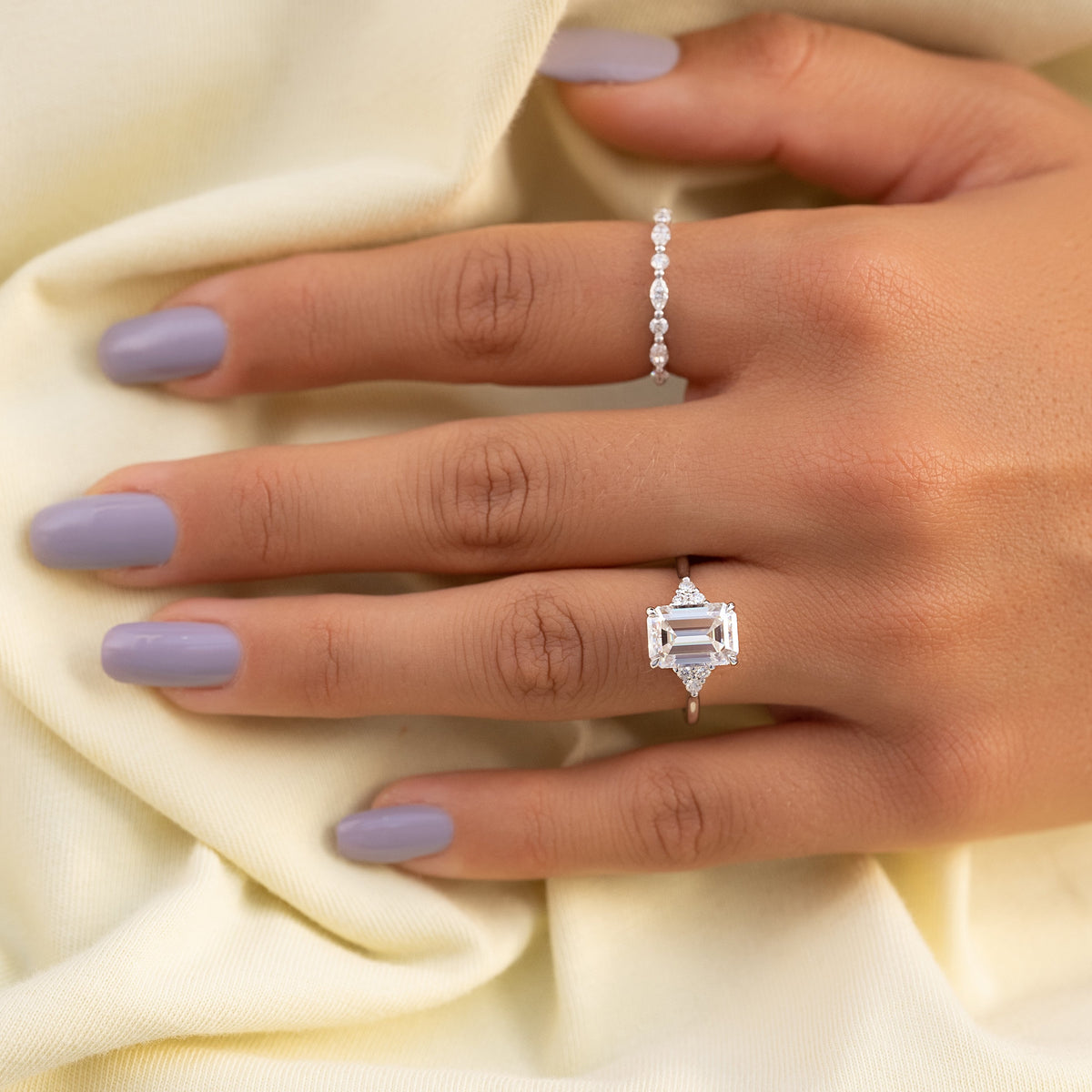 1.50 - 3.50 CT Emerald Cut Lab Grown Diamond Cluster Engagement Ring
