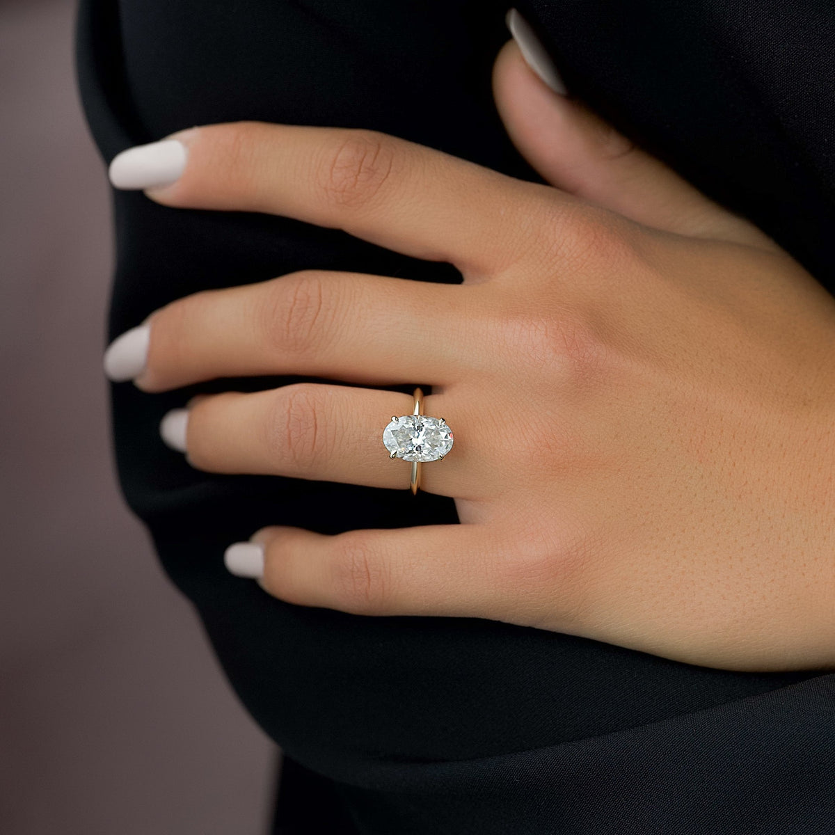 1.50 - 3.50 CT Oval  Cut Lab Grown Diamond Hidden Halo Engagement Ring