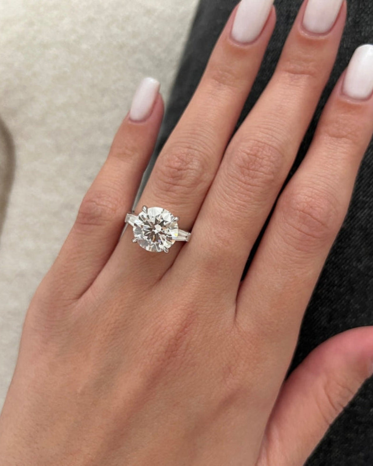 3.0 - 5.0 CT Round G/VS2 CVD Diamond Cathedral Setting Engagement Ring - Camila Brown