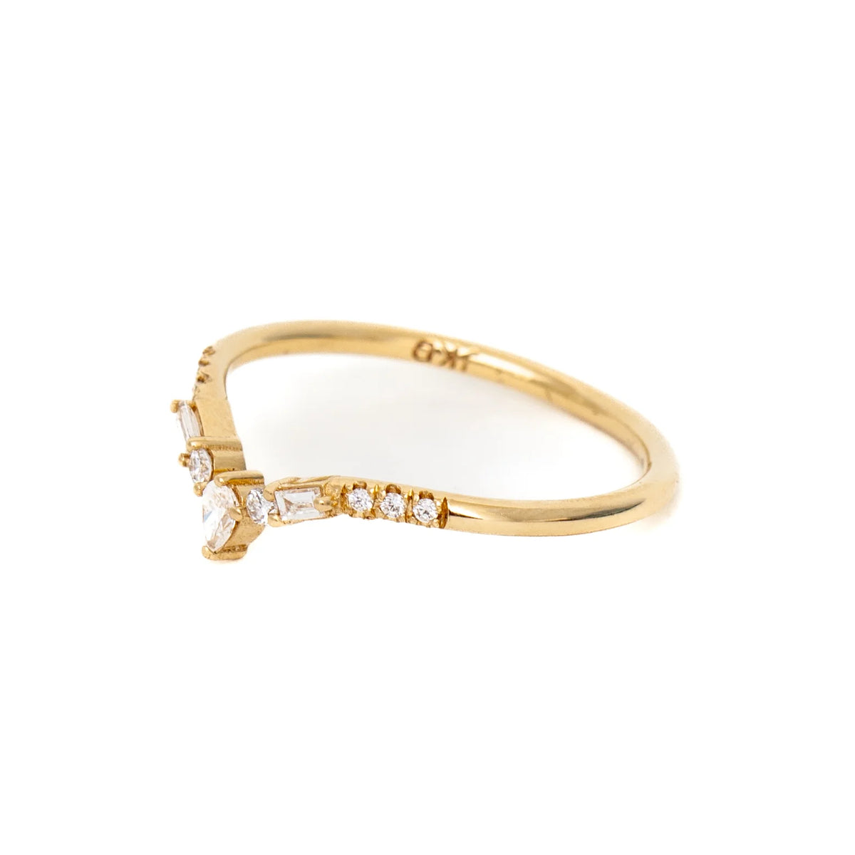0.40 TCW Round, Pear & Baguette CVD Diamond Curved Wedding Band