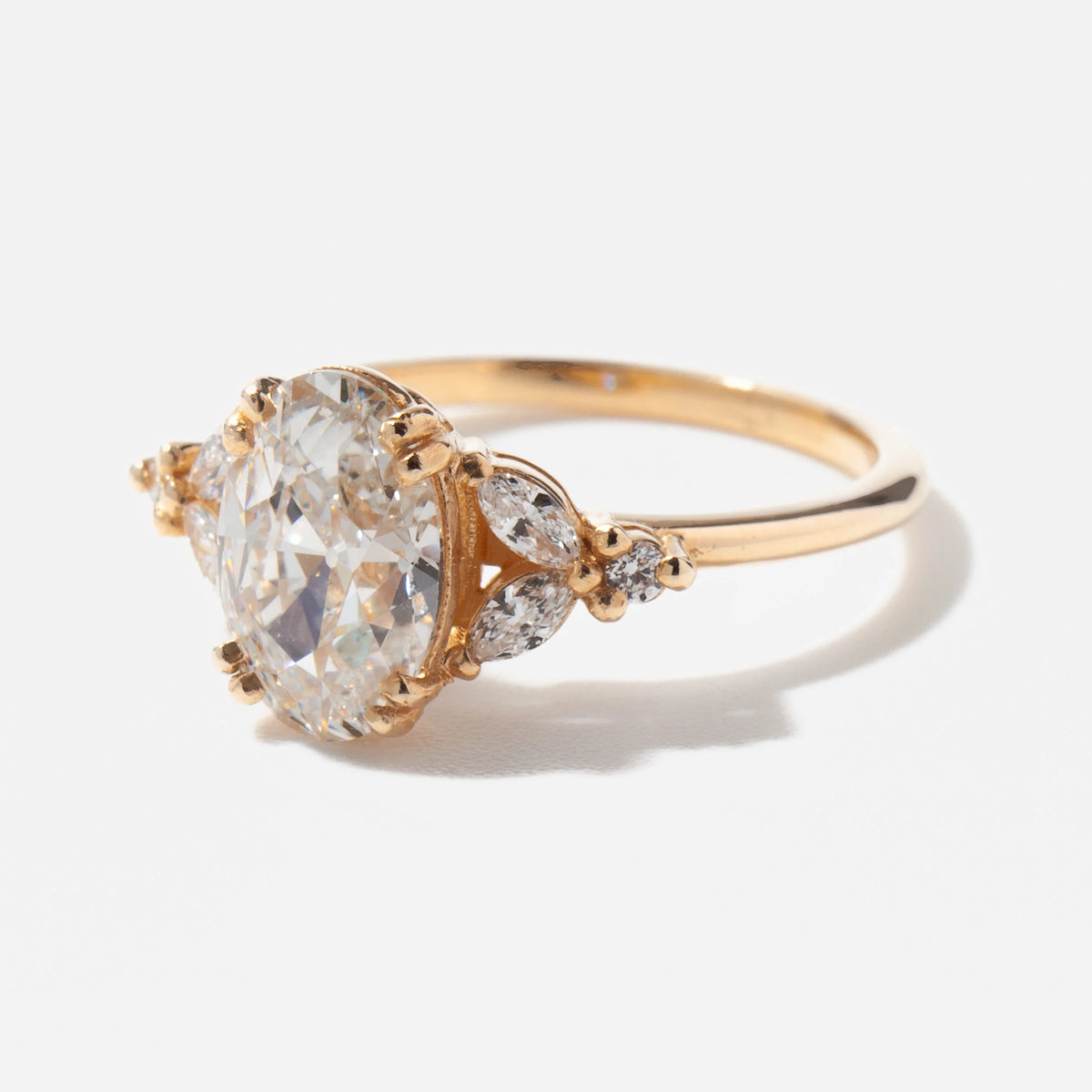 1.14-3.14 CT Oval Lab Grown Diamond Cluster Engagement Ring