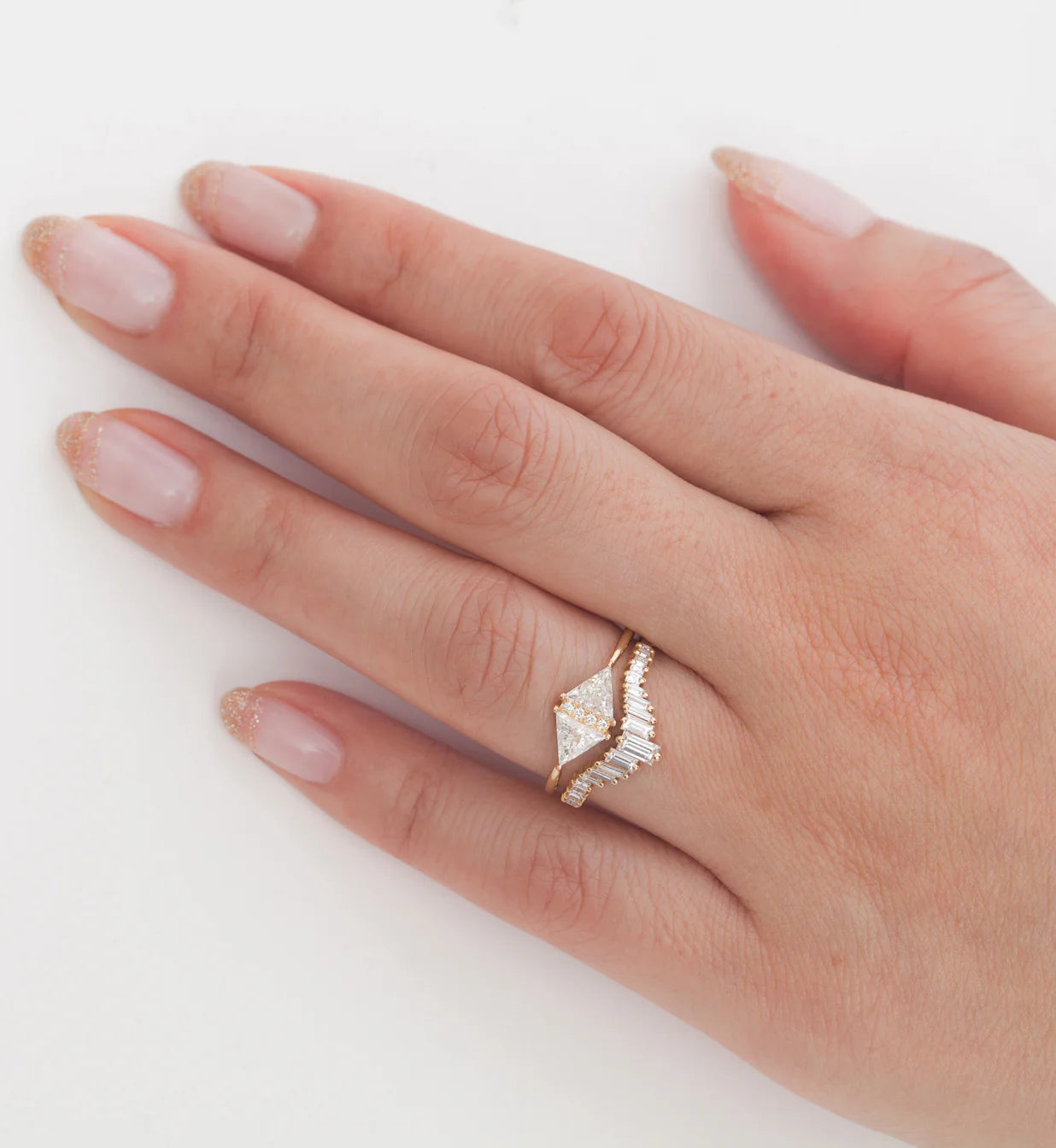 0.36 TCW Baguette CVD Diamond Curved Wedding Band