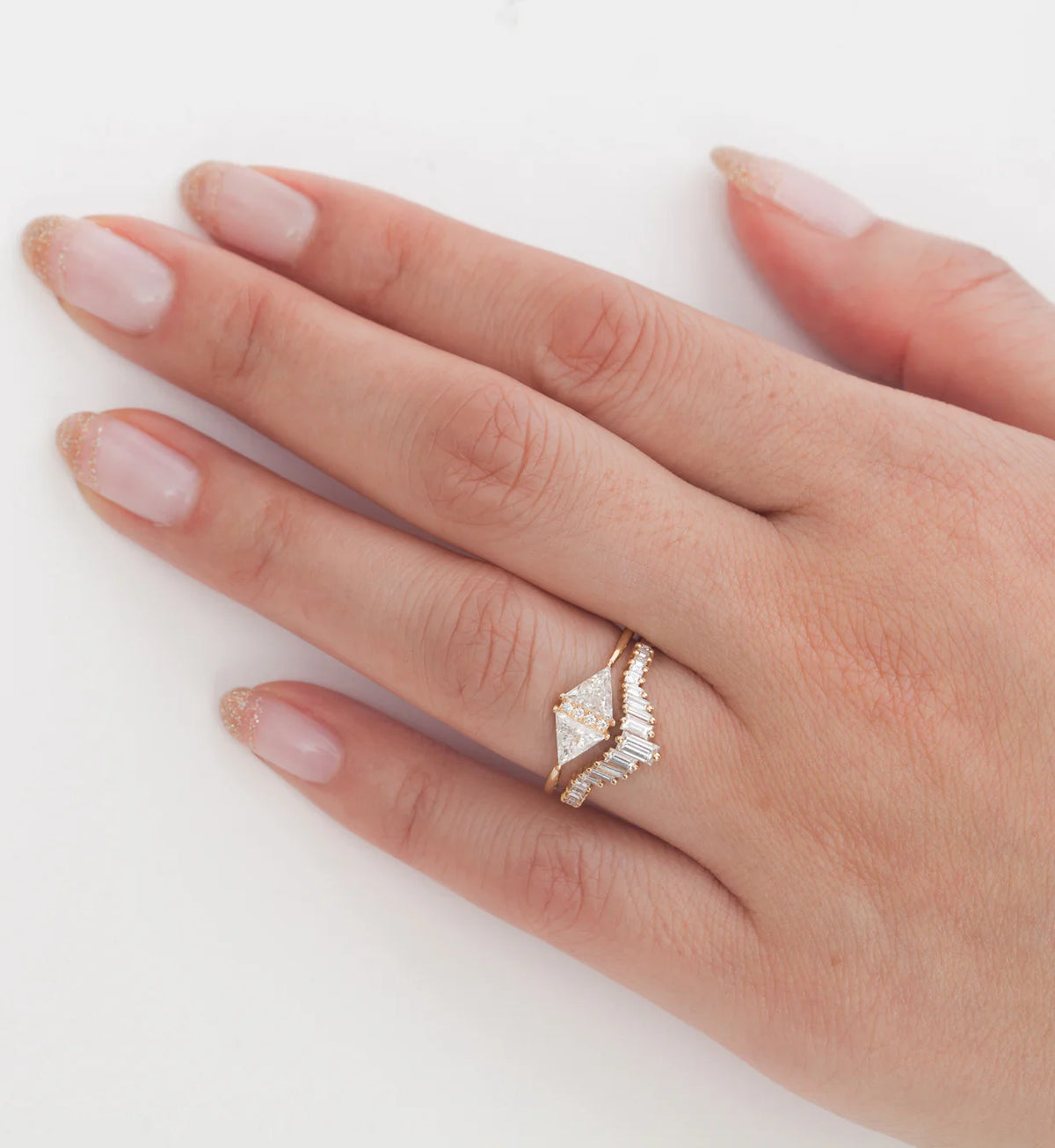0.36 TCW Baguette CVD Diamond Curved Wedding Band