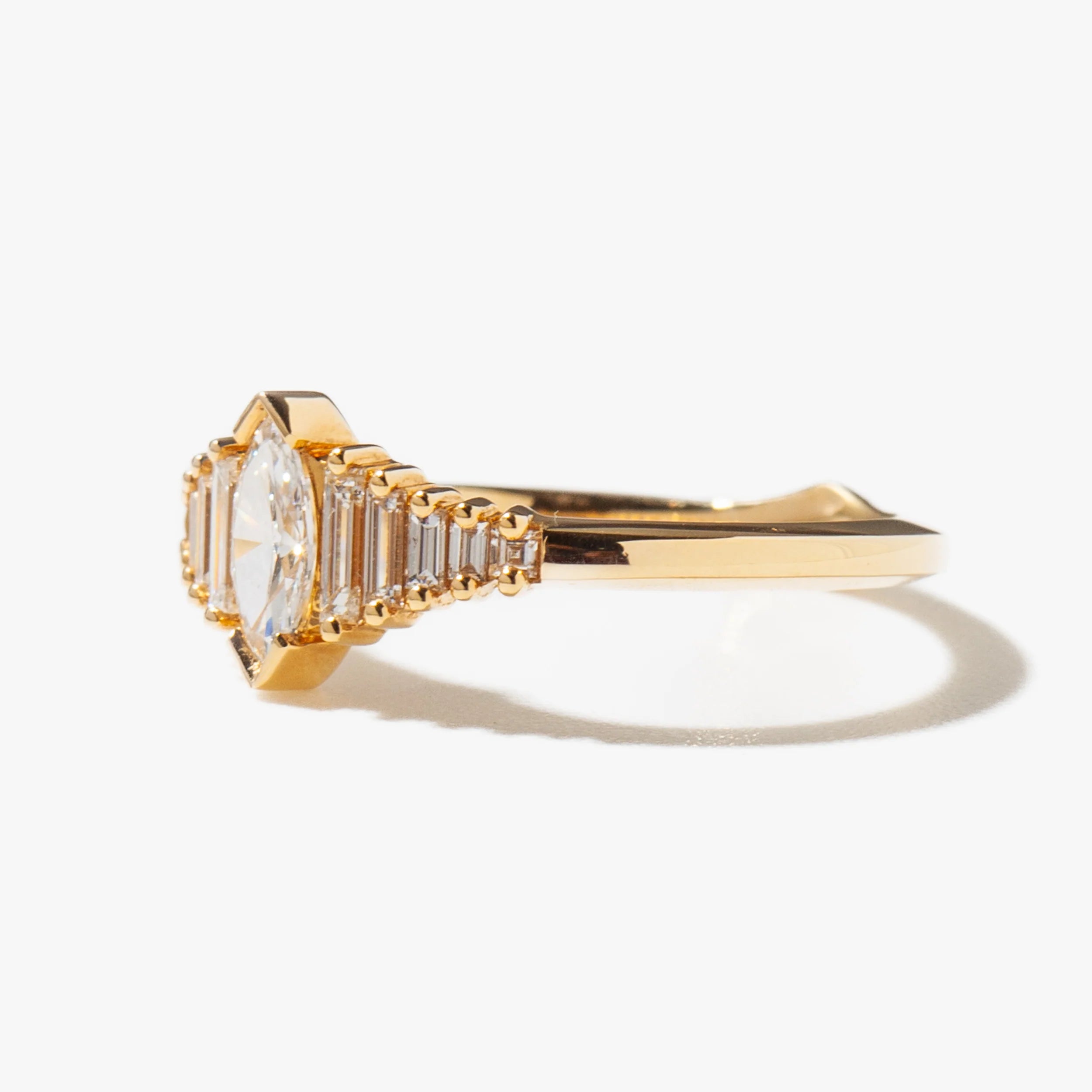0.50 -2.50 CT Marquise CVD Diamond Pave Engagement Ring