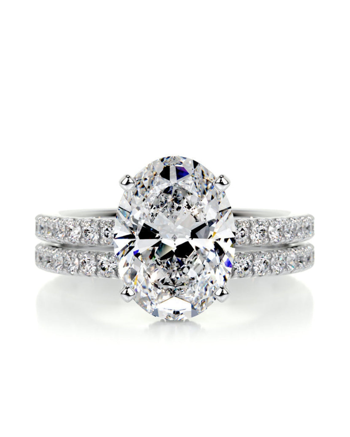 3.0 CT Oval Hidden Halo & Pave F-VS Loose Diamond Bridal Set - Camila Brown