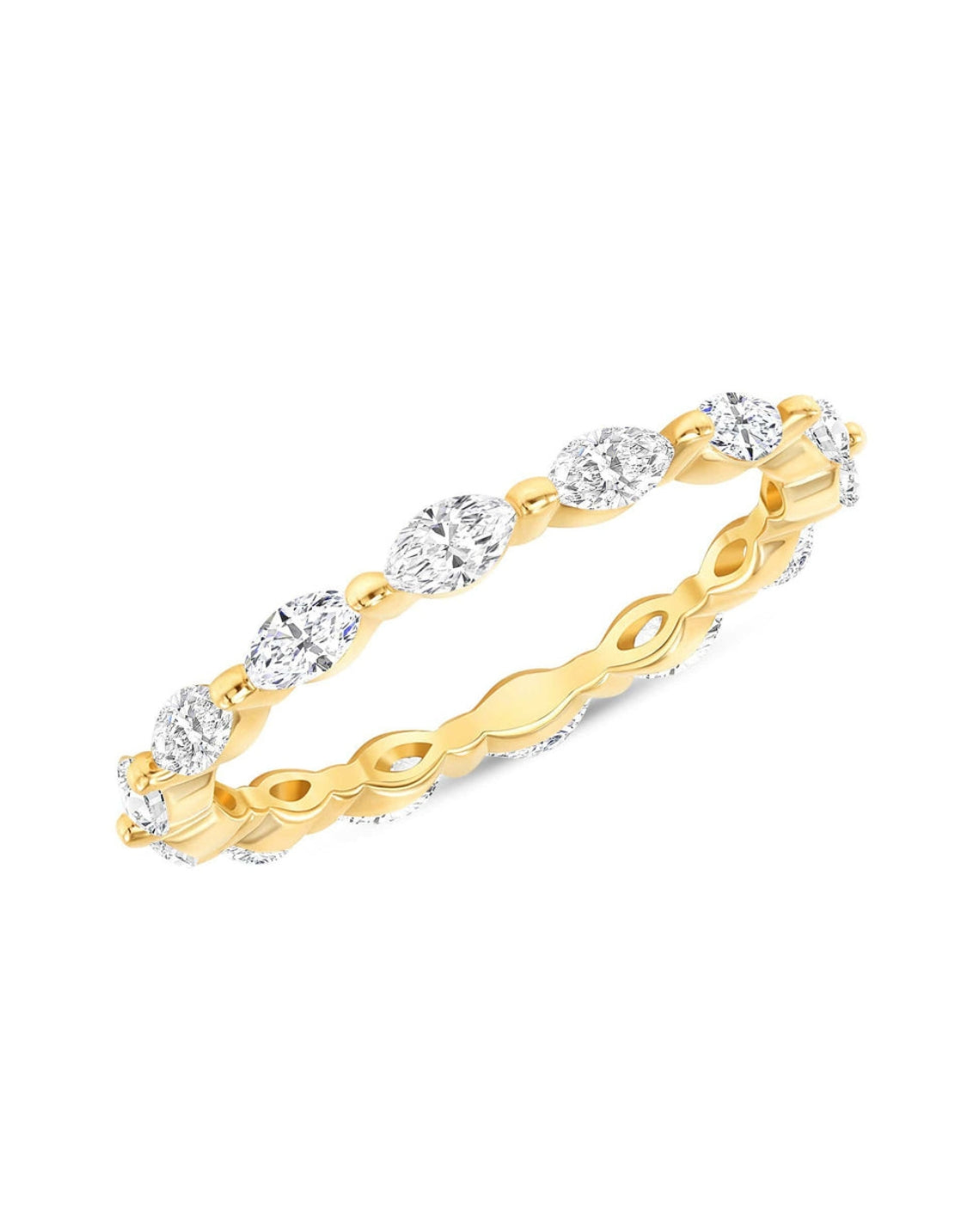 0.40 TCW Marquise CVD Diamond Bubble Prongs Setting Wedding Band - Camila Brown