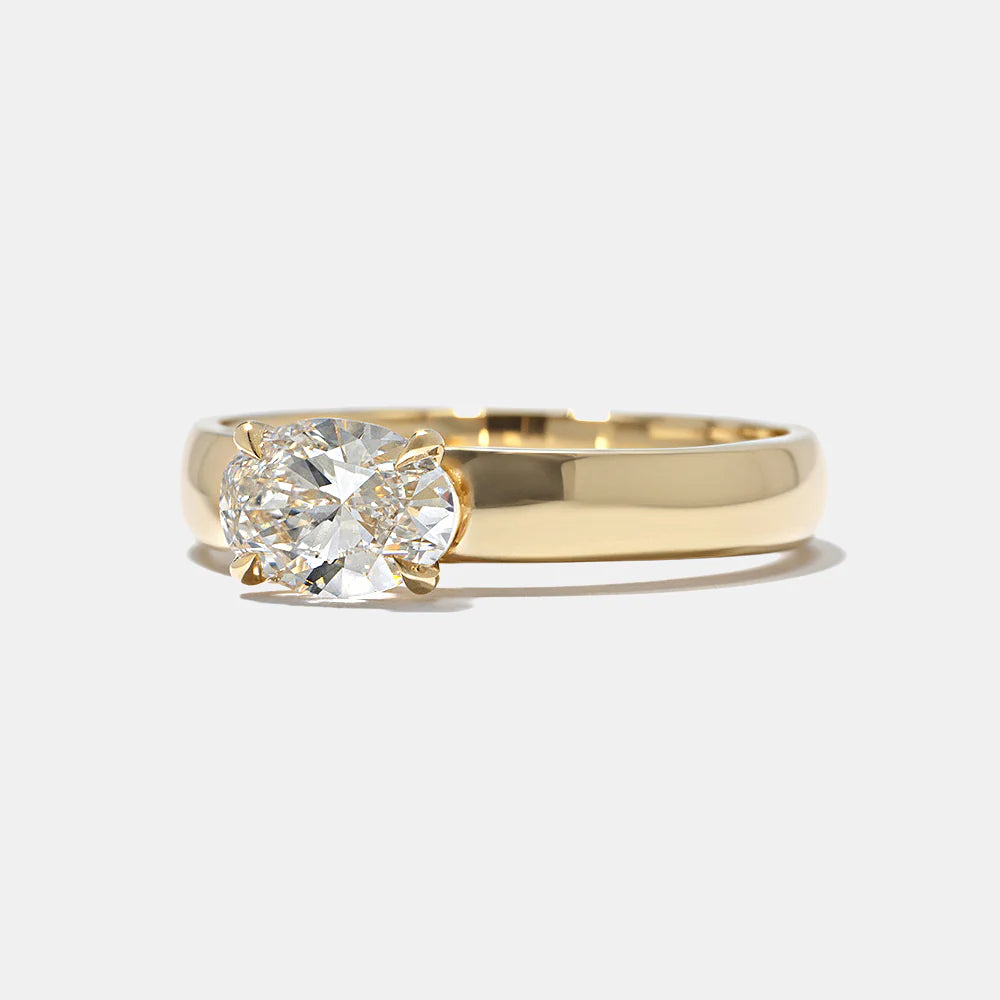 0.75 -2.50 CT East west Oval Lab Grown Diamond Solitaire Engagement Ring