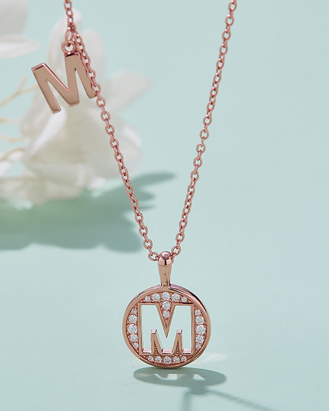 Customized "M" Letter Moissanite Diamond Necklace - Camila Brown