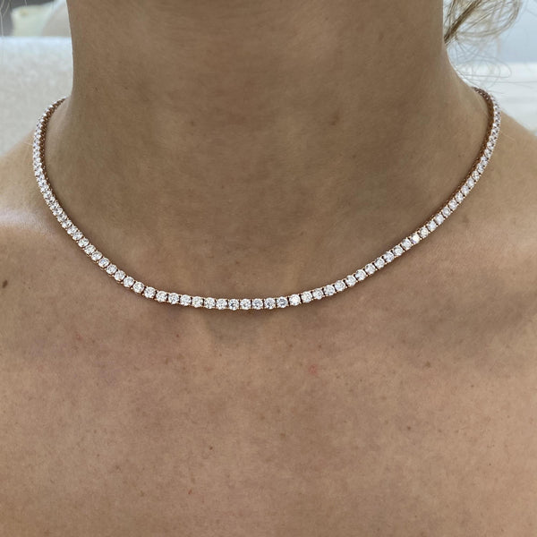 Round Lab Grown Diamond Tennis Necklace