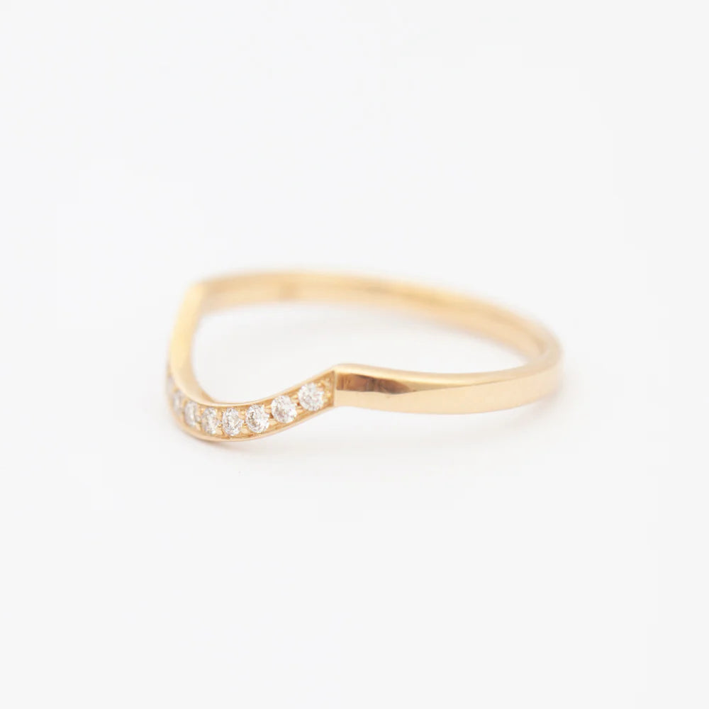 0.12 TCW Round CVD Diamond Curved Wedding Band