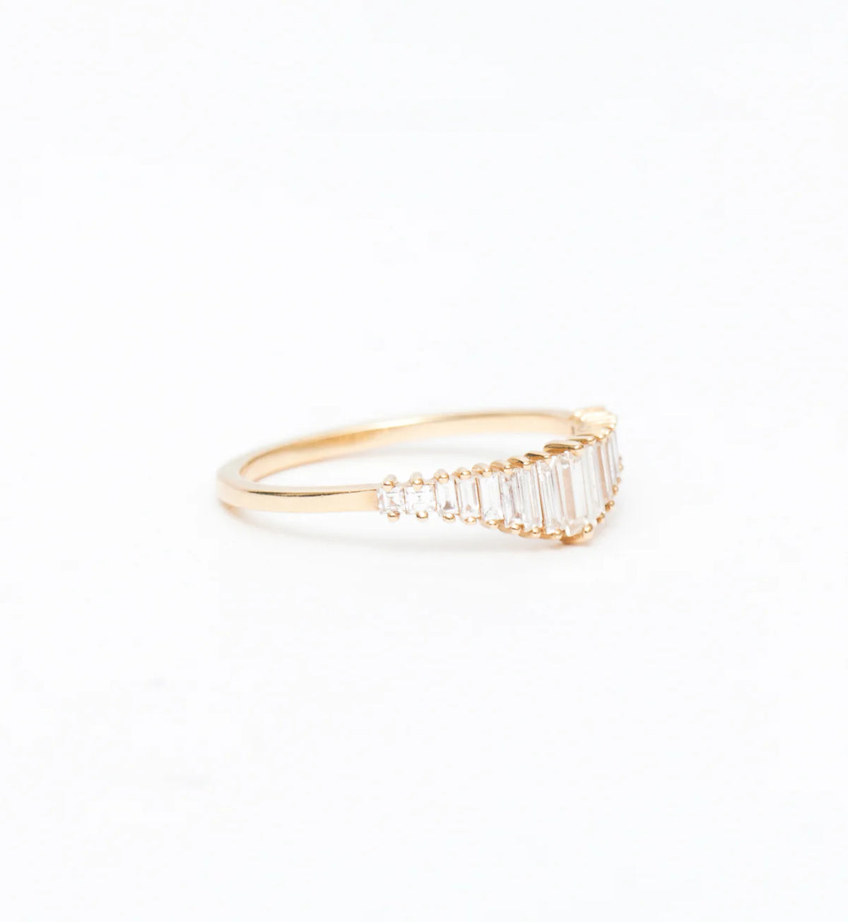 0.42 TCW Baguette CVD Diamond Curved Wedding Band