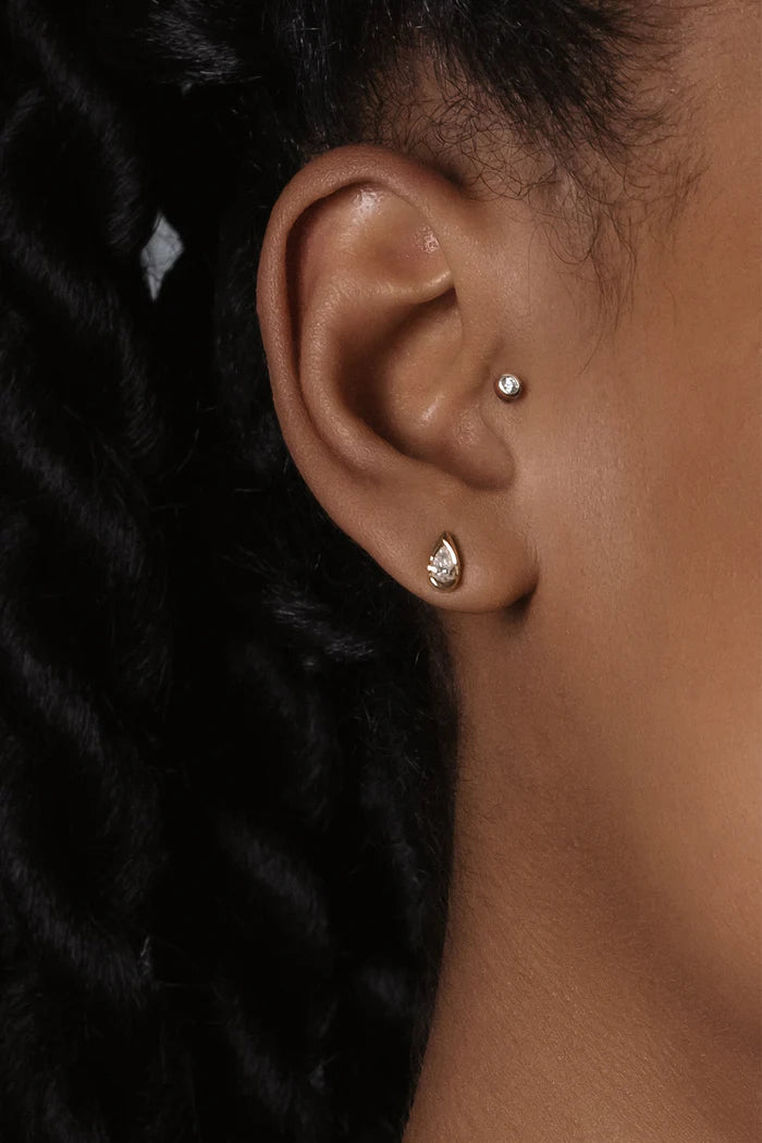 0.20 TCW Mini Pear Cut Moissanite Diamond Studs Earrings