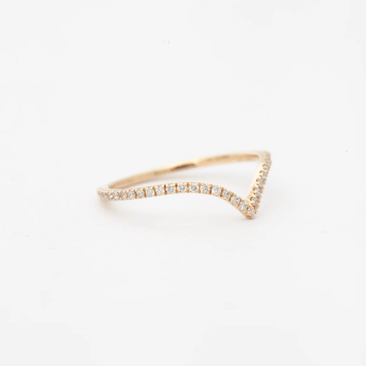 0.20 TCW Round CVD Diamond Curved Wedding Band