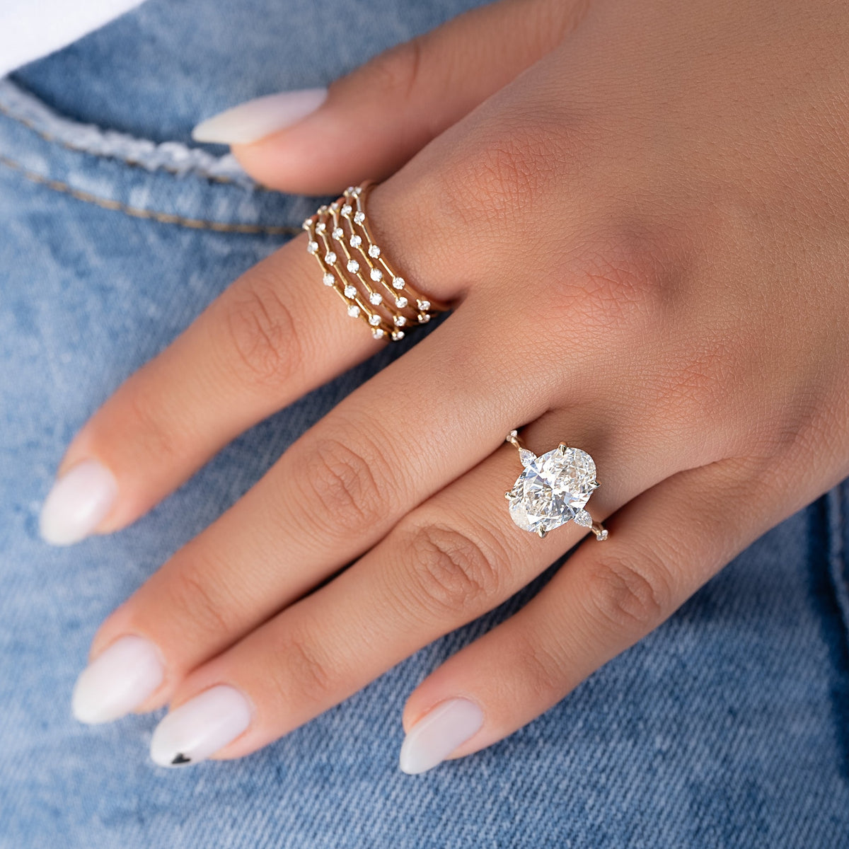 1.50 - 3.50 CT Oval Cut Lab Grown Diamond Hidden Halo Engagement Ring