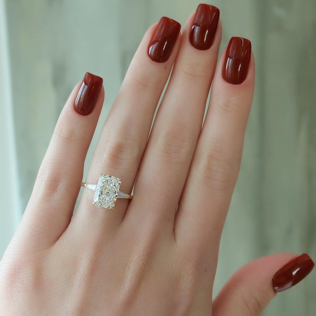 2.0 - 4.0  CT Radiant Cut Lab Grown Diamond Three Stone Style Engagement Ring