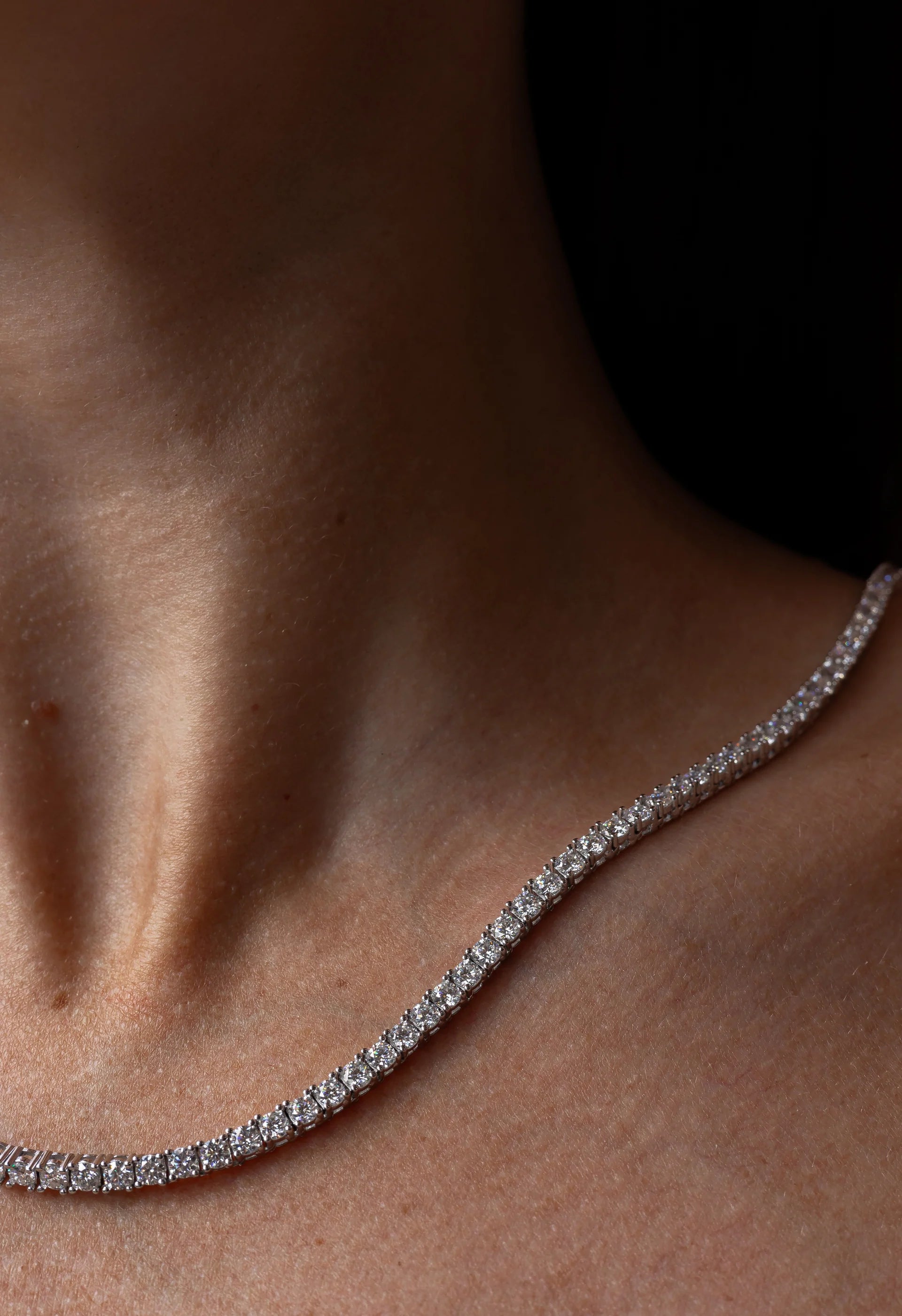 Round Lab Grown Diamond Tennis Necklace