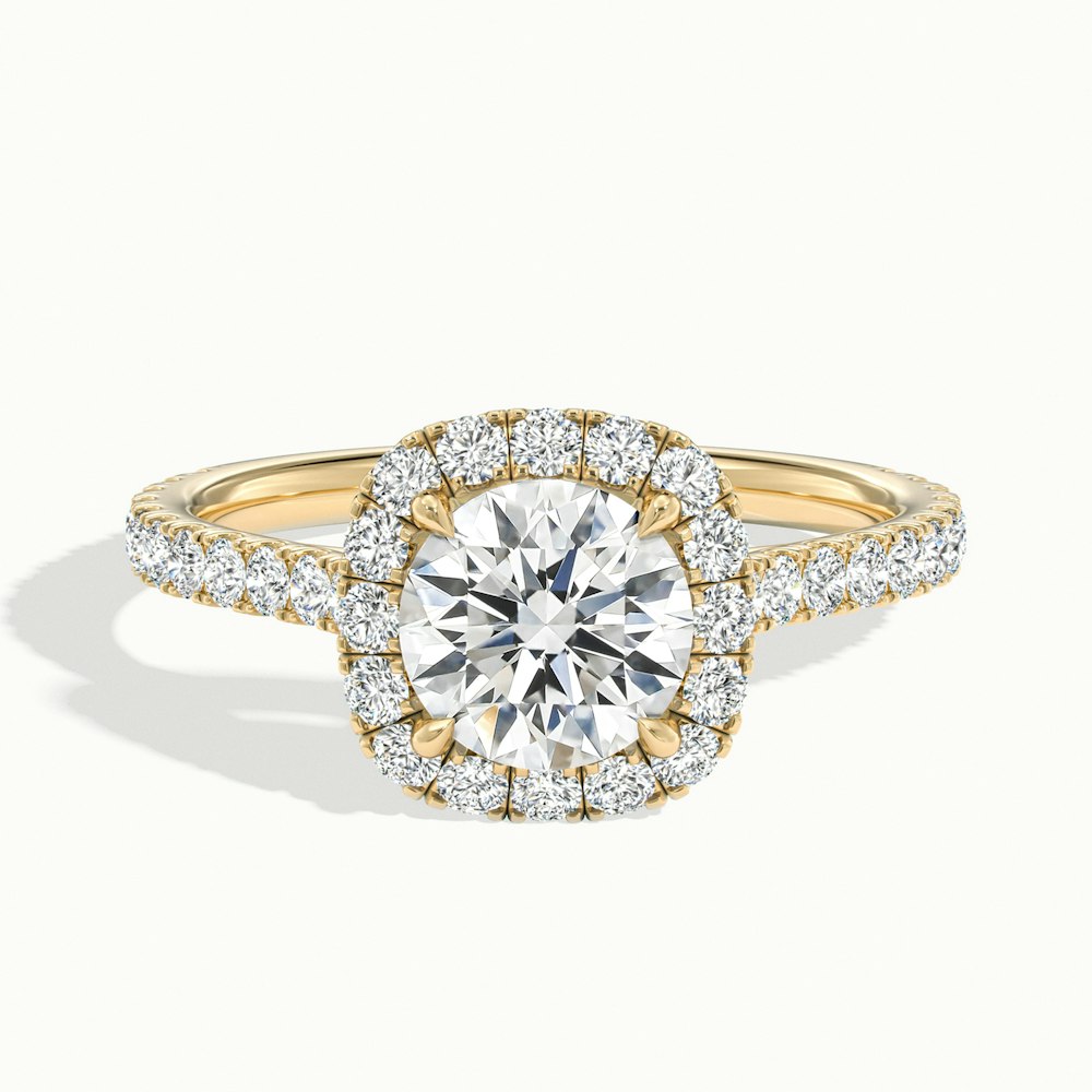 1.0 Carats Lab Grown Diamond Round Shape E-VS1 Halo & Pave Engagement Ring - Camila Brown