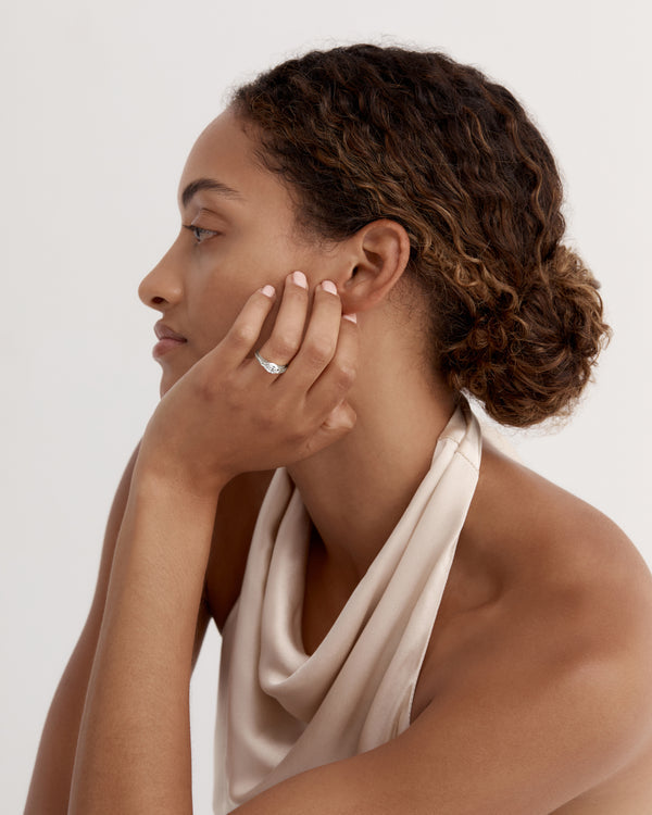 1.0 CT Pear CVD Diamond Unique Style Engagement Ring