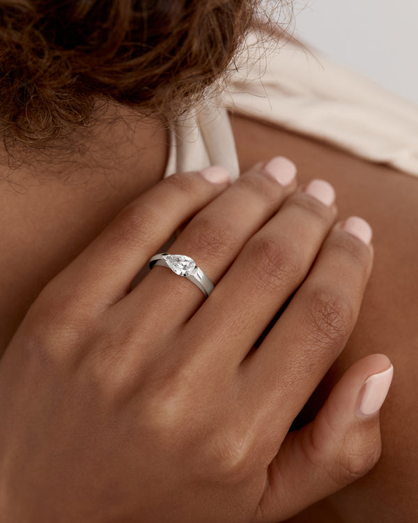 1.0 CT Pear CVD Diamond Unique Style Engagement Ring