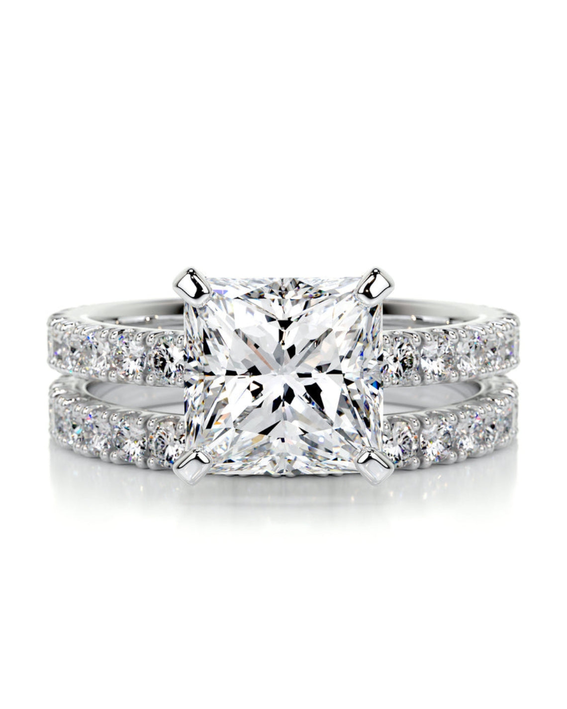 2.0 CT Princess Solitaire & Pave Setting F-VS Loose Diamond Bridal Set - Camila Brown