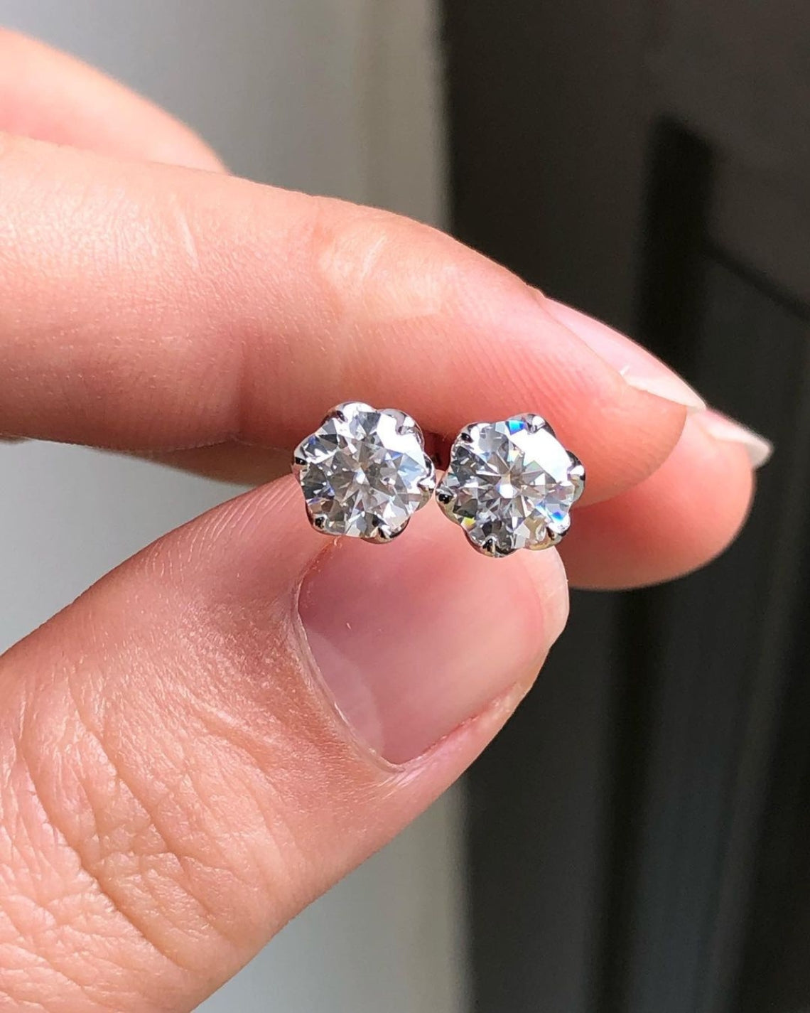 1.0 TCW Round Cut Moissanite Solitaire Stud Earrings - Camila Brown