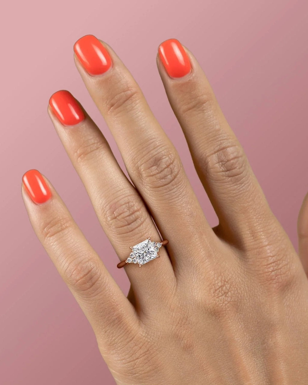 1.0 -3.0 CT Princess Shape Cluster Setting Engagement Ring