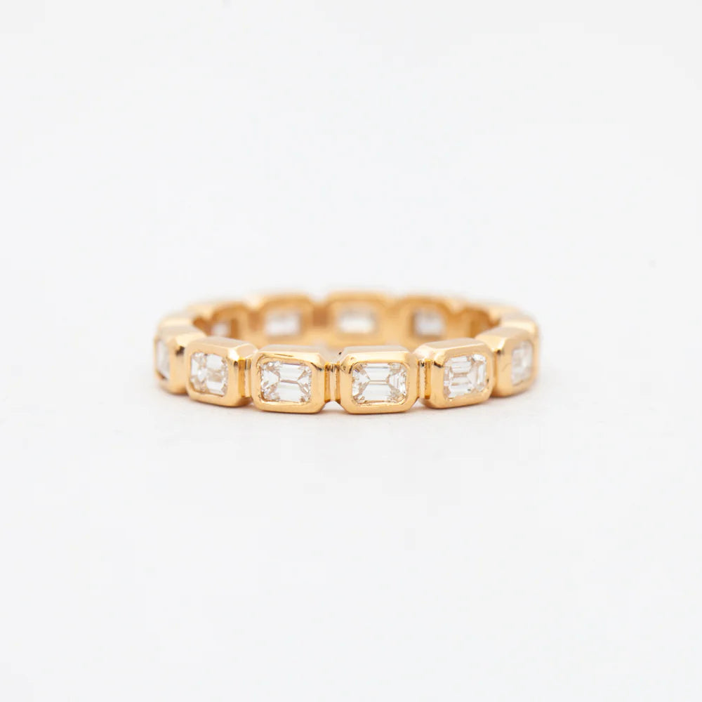 1.50 TCW Emerald CVD Diamond Full Eternity  Wedding Band