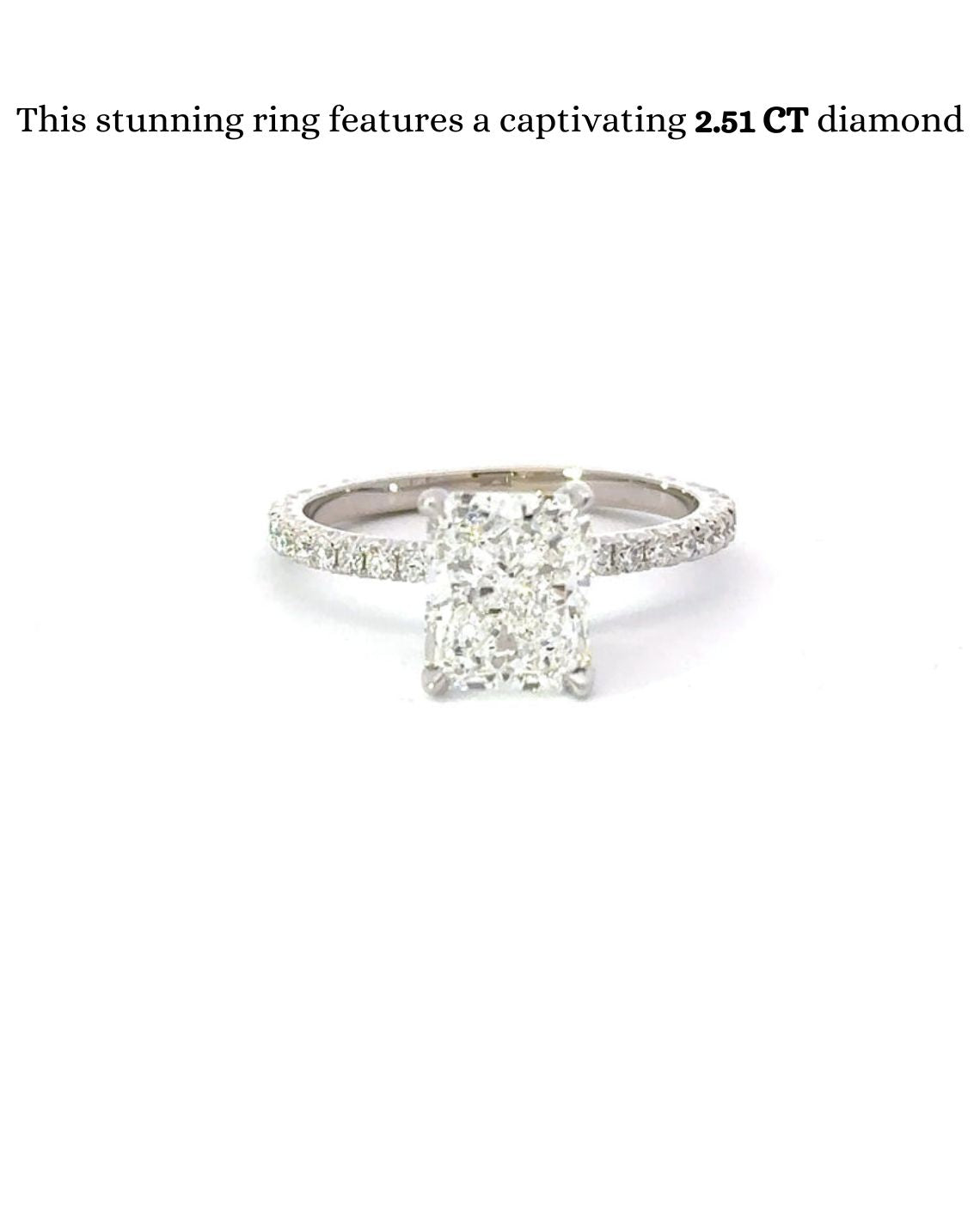 1.51-3.51 CT Radiant F/SI1 CVD Diamond Pave Setting Engagement Ring - Camila Brown