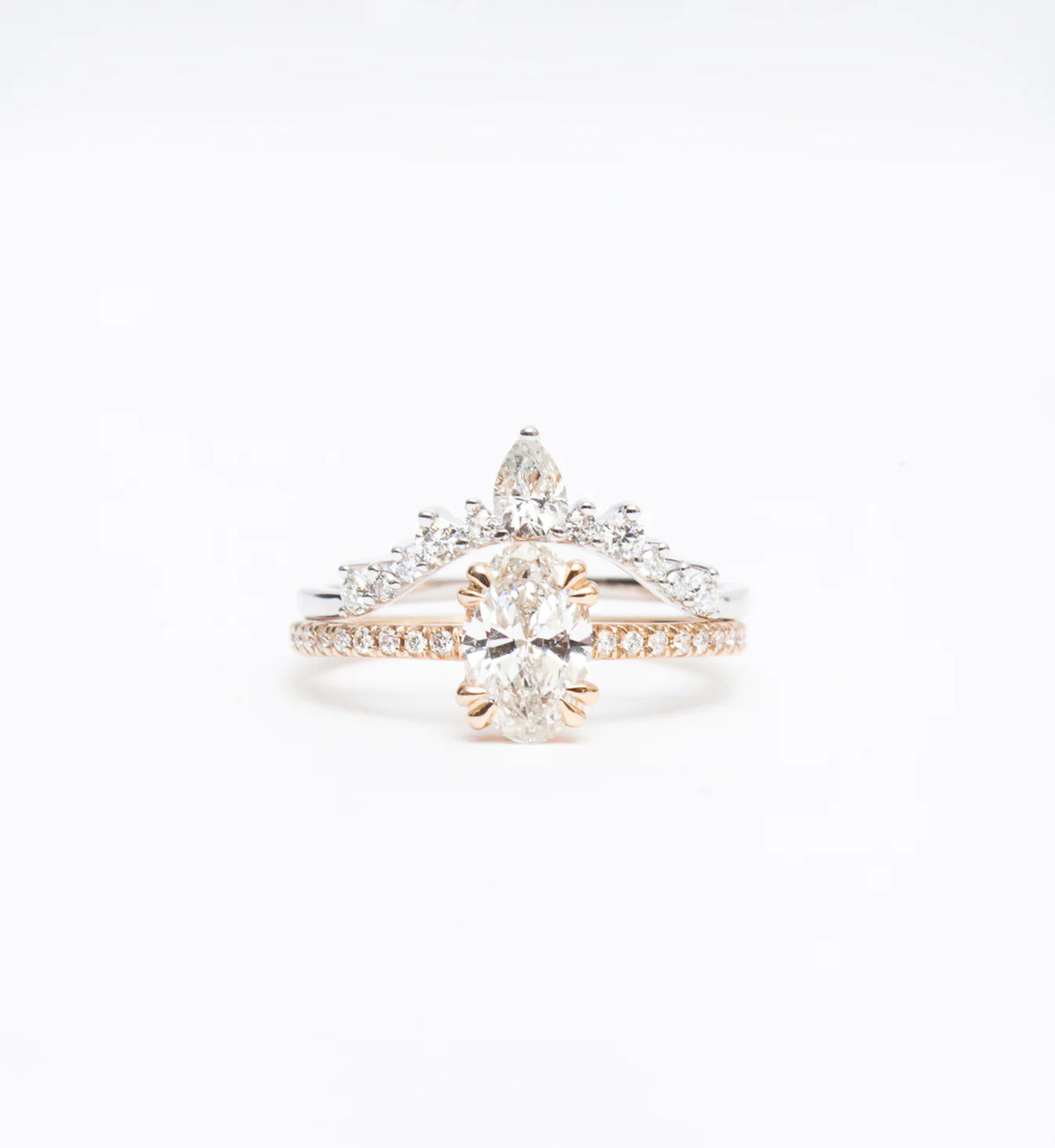 0.27 TCW Pear & Round CVD Diamond Curved Wedding Band
