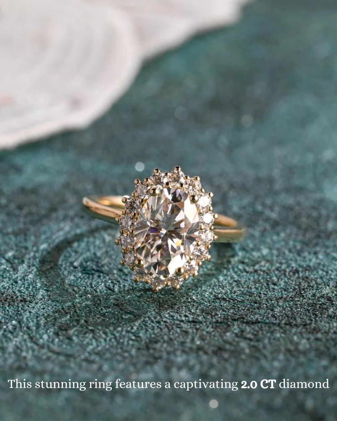 1.0-3.0 CT Oval F/VS1 CVD Diamond Halo Cathedral Setting Engagement Ring - Camila Brown