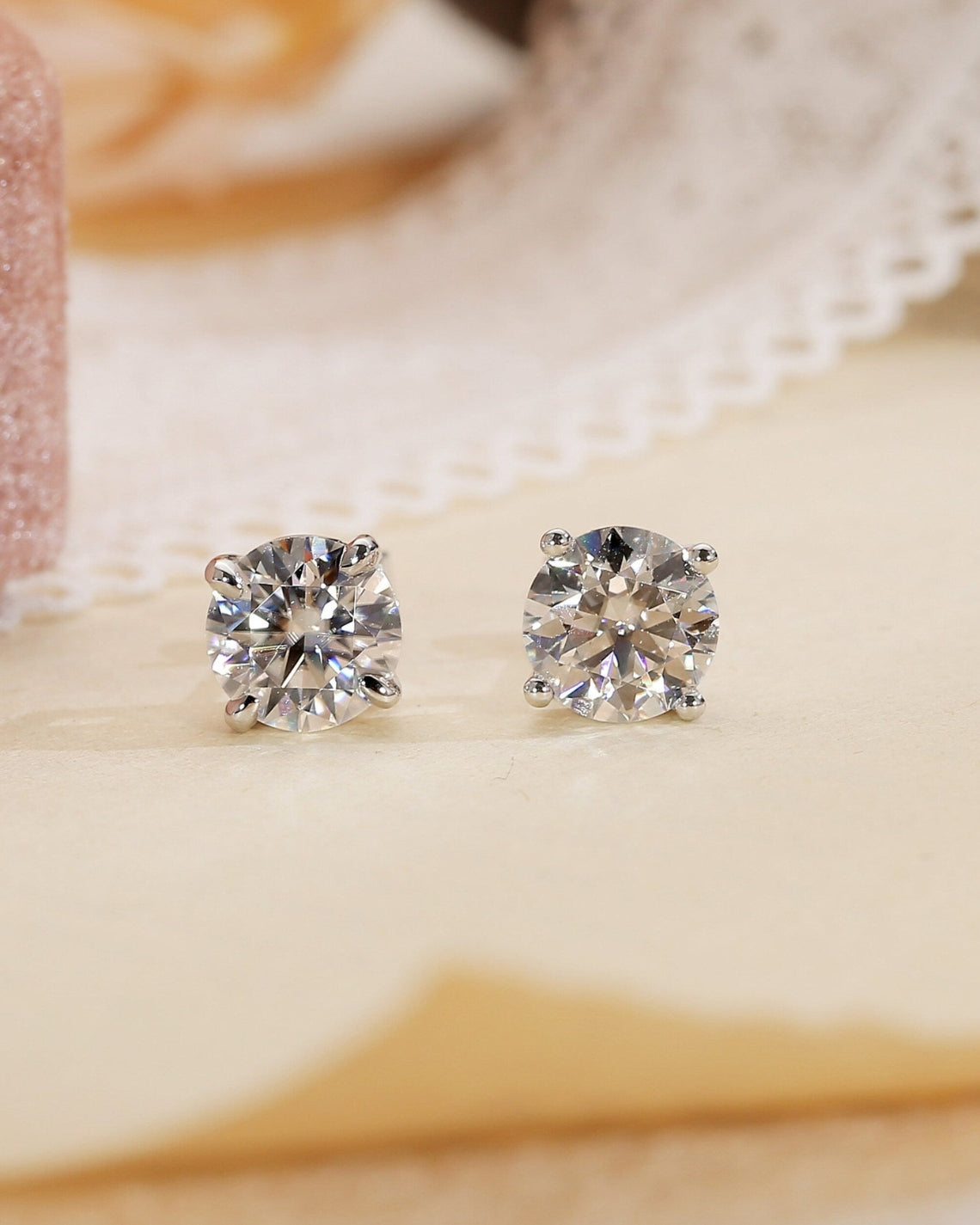 1.0 TCW Round Moissanite Diamond Solitaire Stud Earrings - Camila Brown