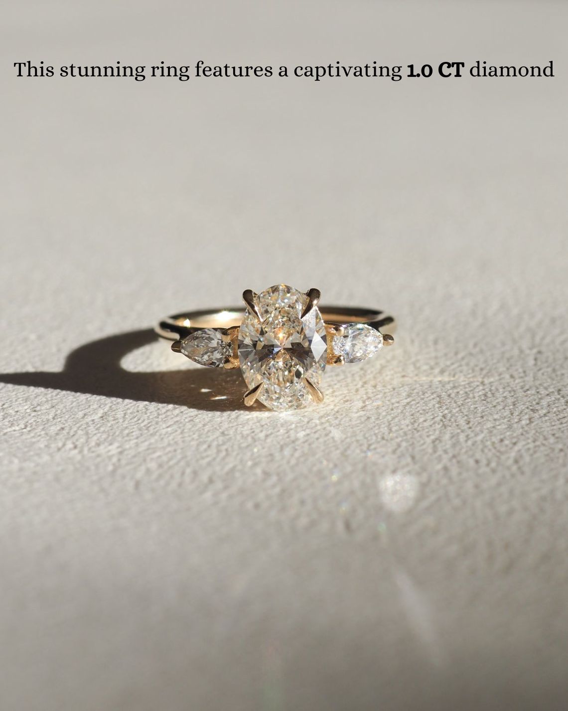1.0 CT Oval E/VS1 CVD Diamond Three Stone Style Engagement Ring - Camila Brown