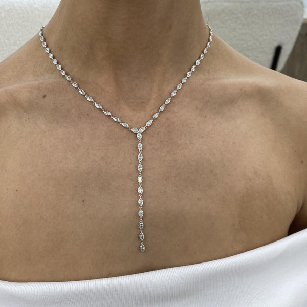 Marquise Cut Lab Grown Diamond Tennis Necklace