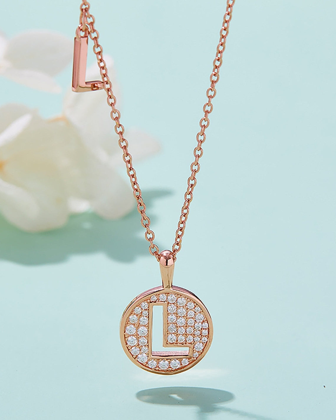 Customized "L" Letter Moissanite Diamond Necklace - Camila Brown