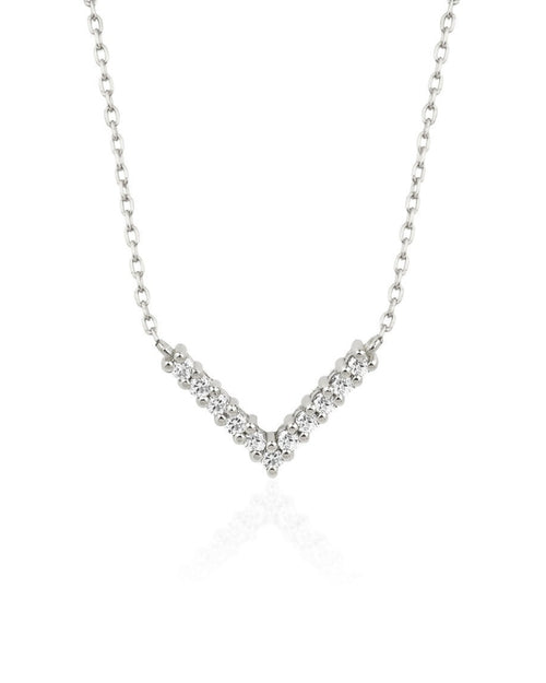 0.10 TCW Round Moissanite Diamond V Shaped Necklace - Camila Brown