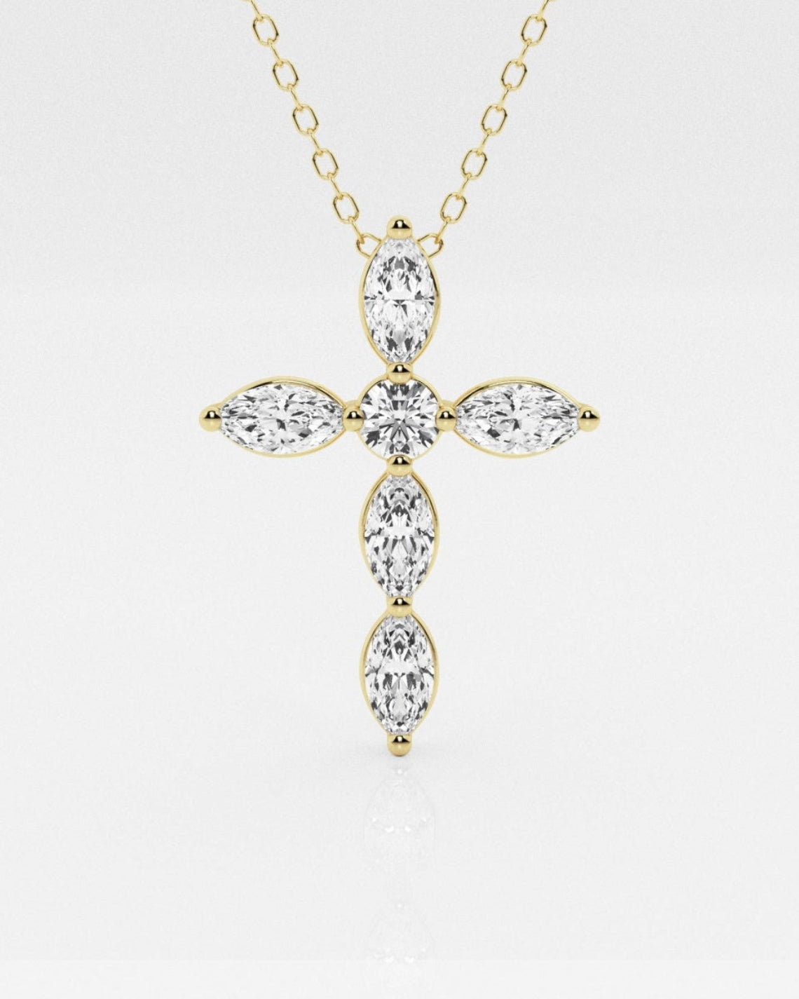 1.0 TCW Round & Marquise Moissanite Diamond Cross Necklace - Camila Brown