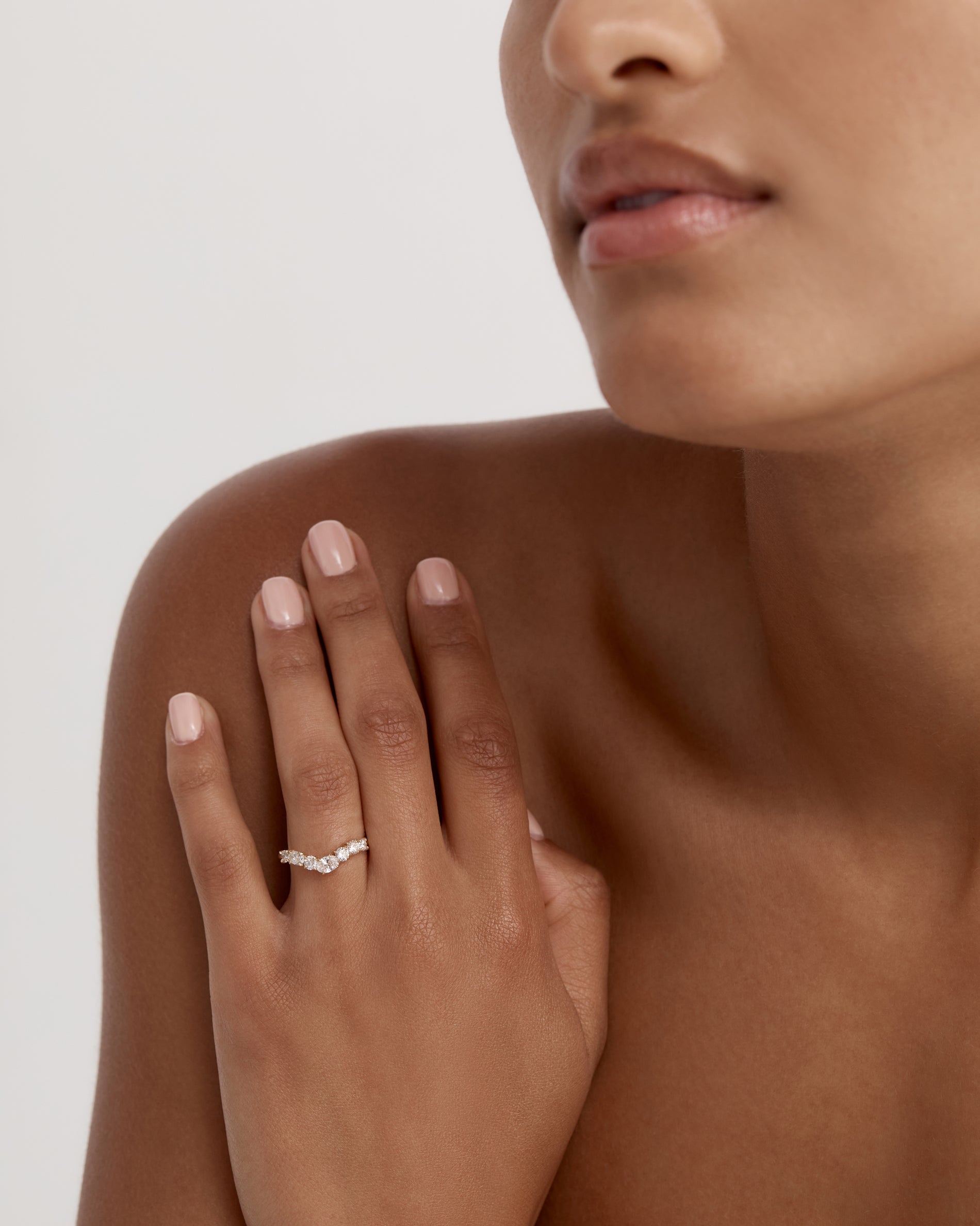 0.85 TCW Oval & Round Diamond Cluster Wedding Band